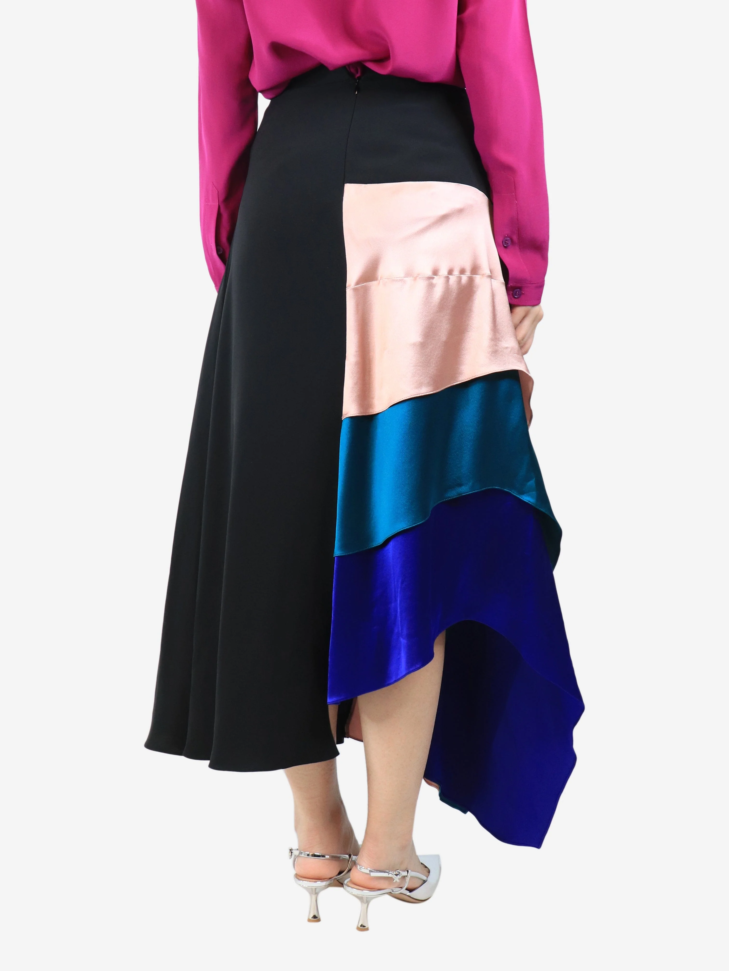 Black silk long skirt - size UK 10 - Image 3