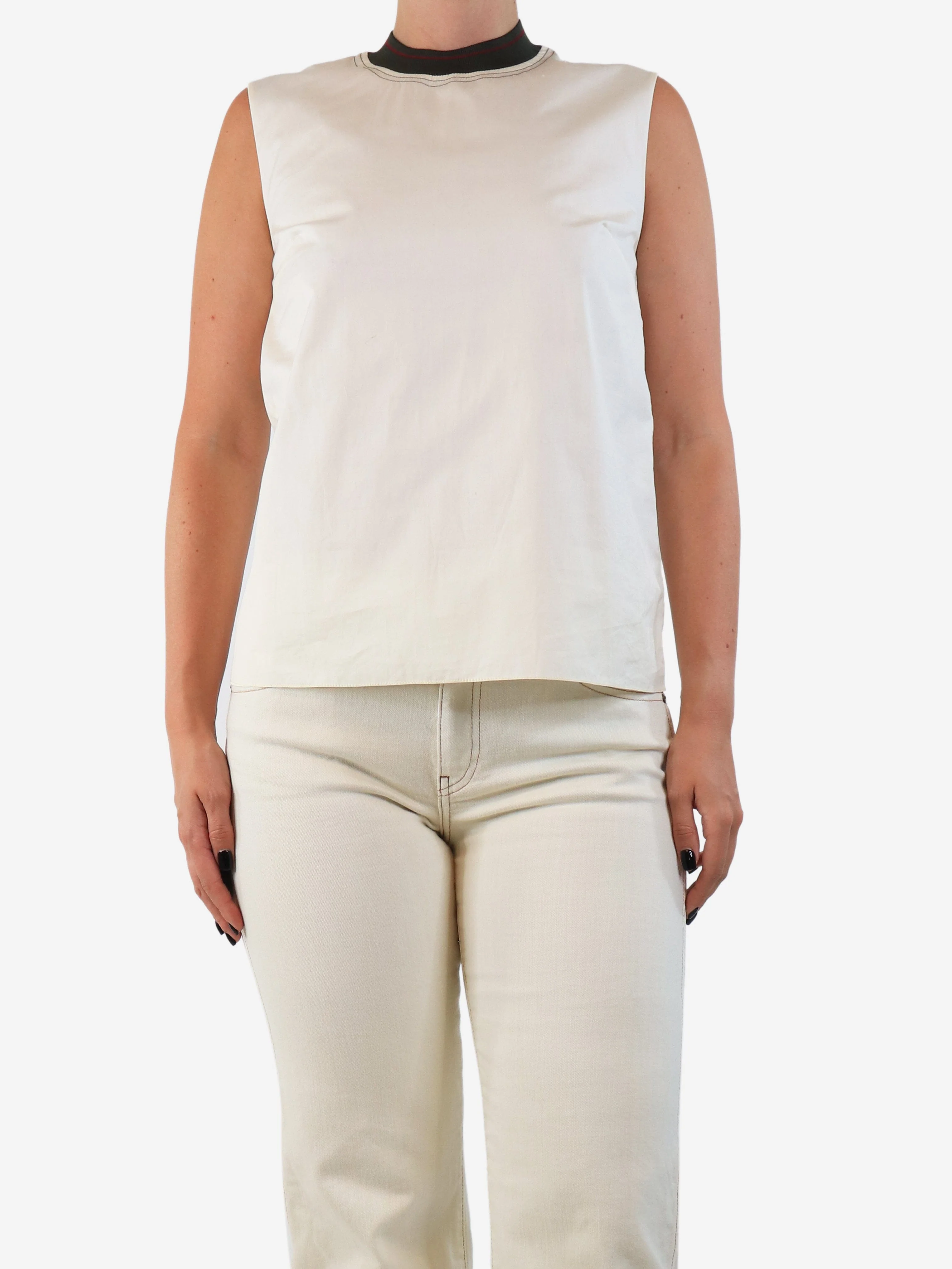 Cream sleeveless top - size UK 8