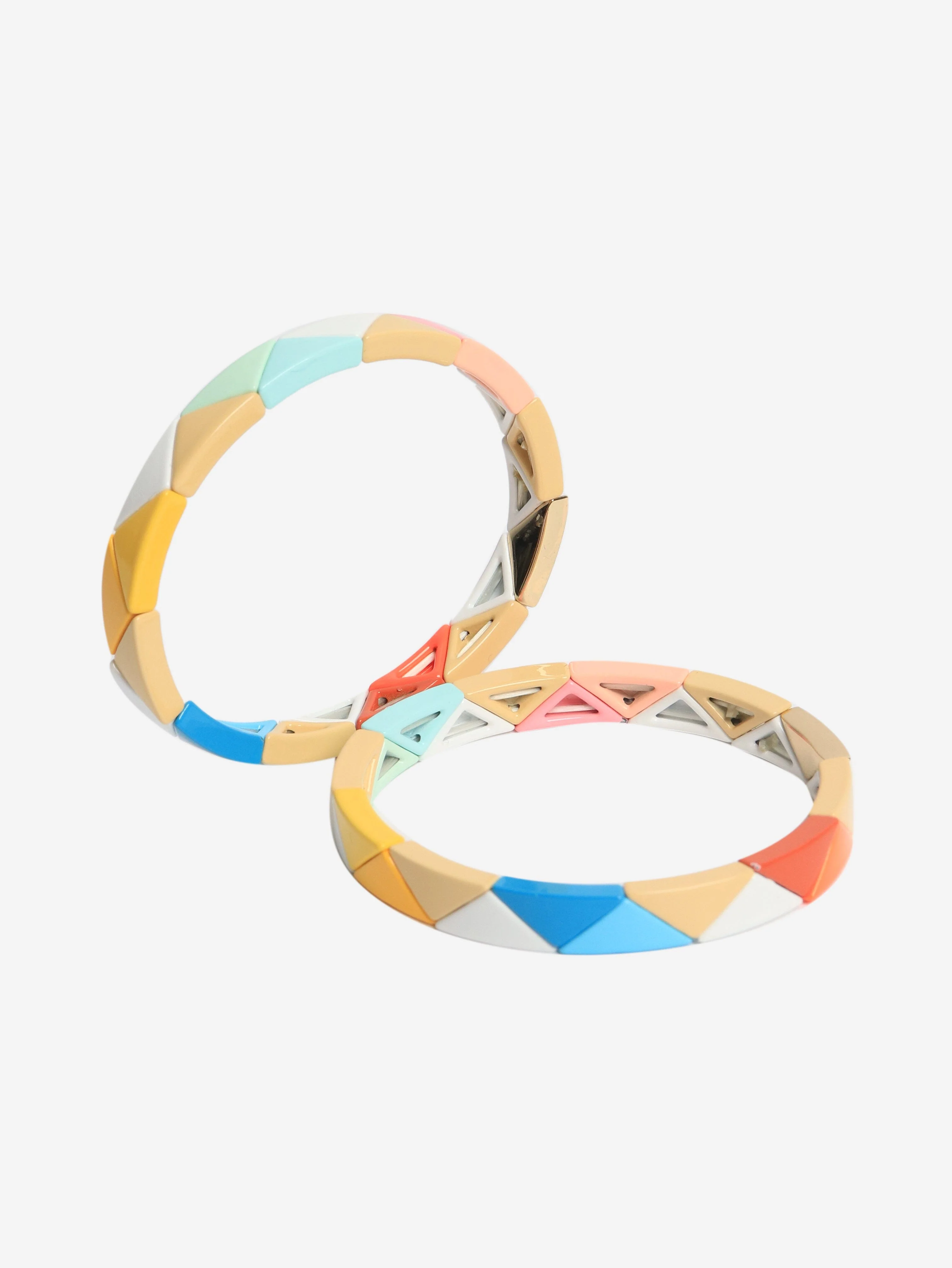 Multicolour enamel stretch bracelets (set of two) - Image 4