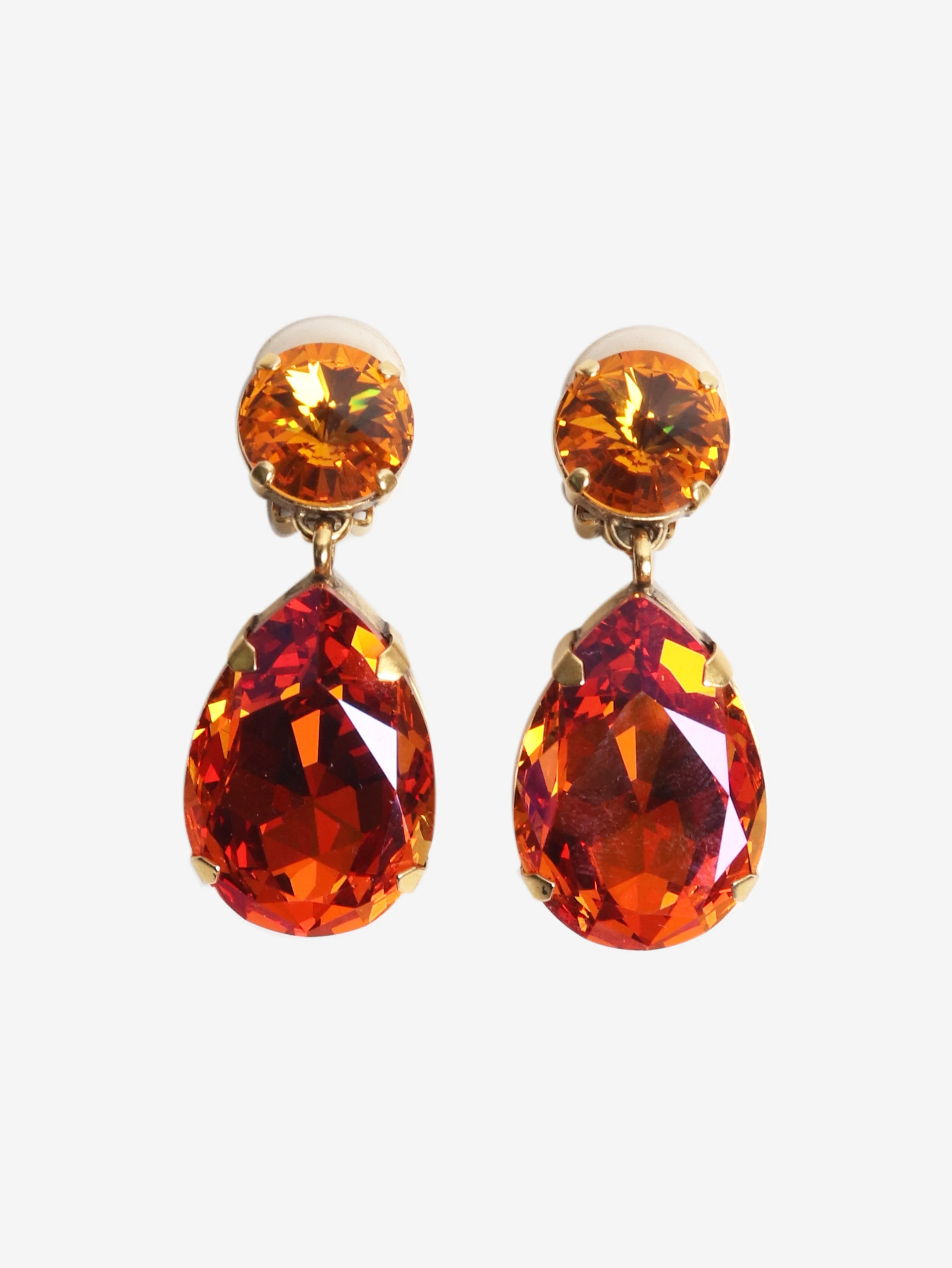 Pink tear drop embellished earrings - Image 2