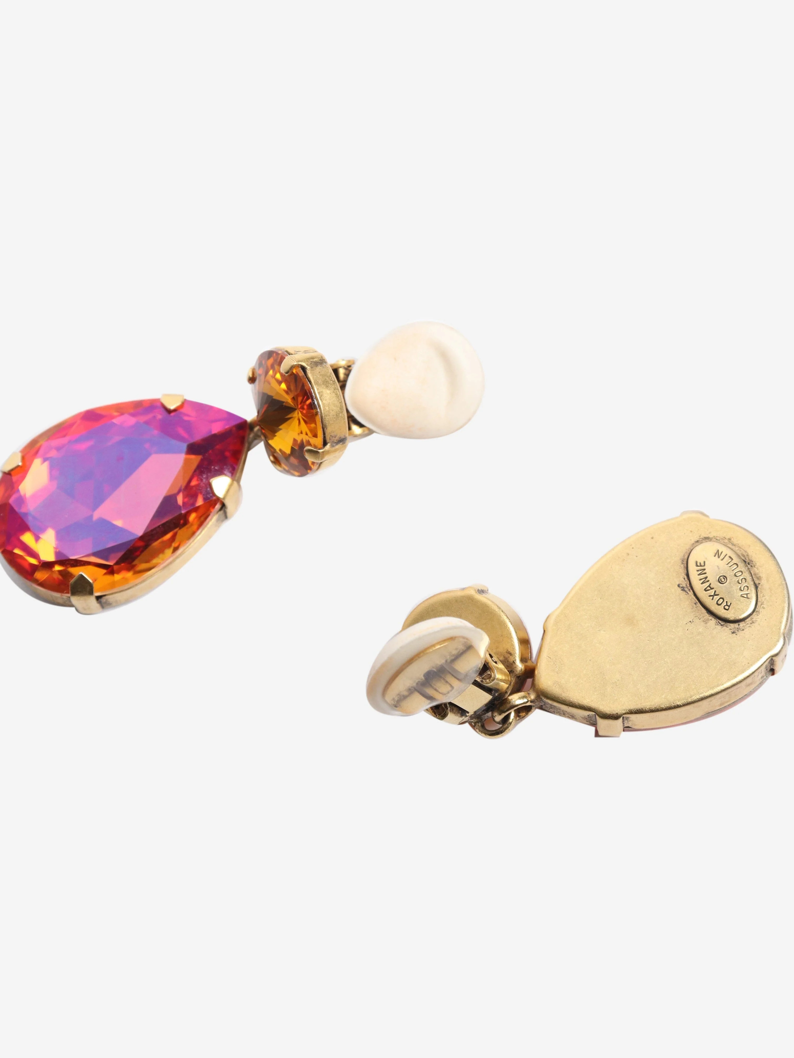 Pink tear drop embellished earrings - Image 4