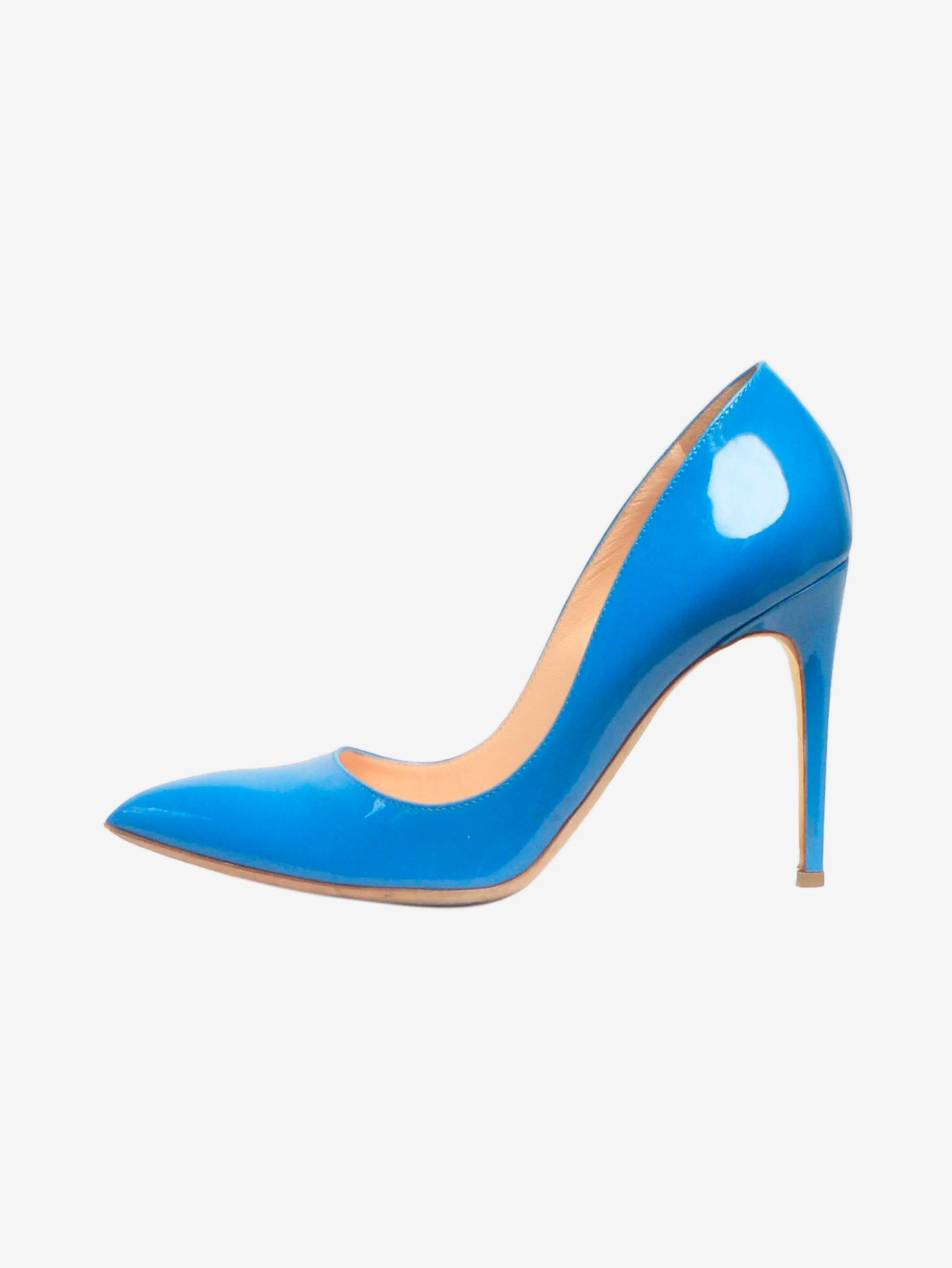 Blue Malory patent leather pointed-toe pumps - size EU 40