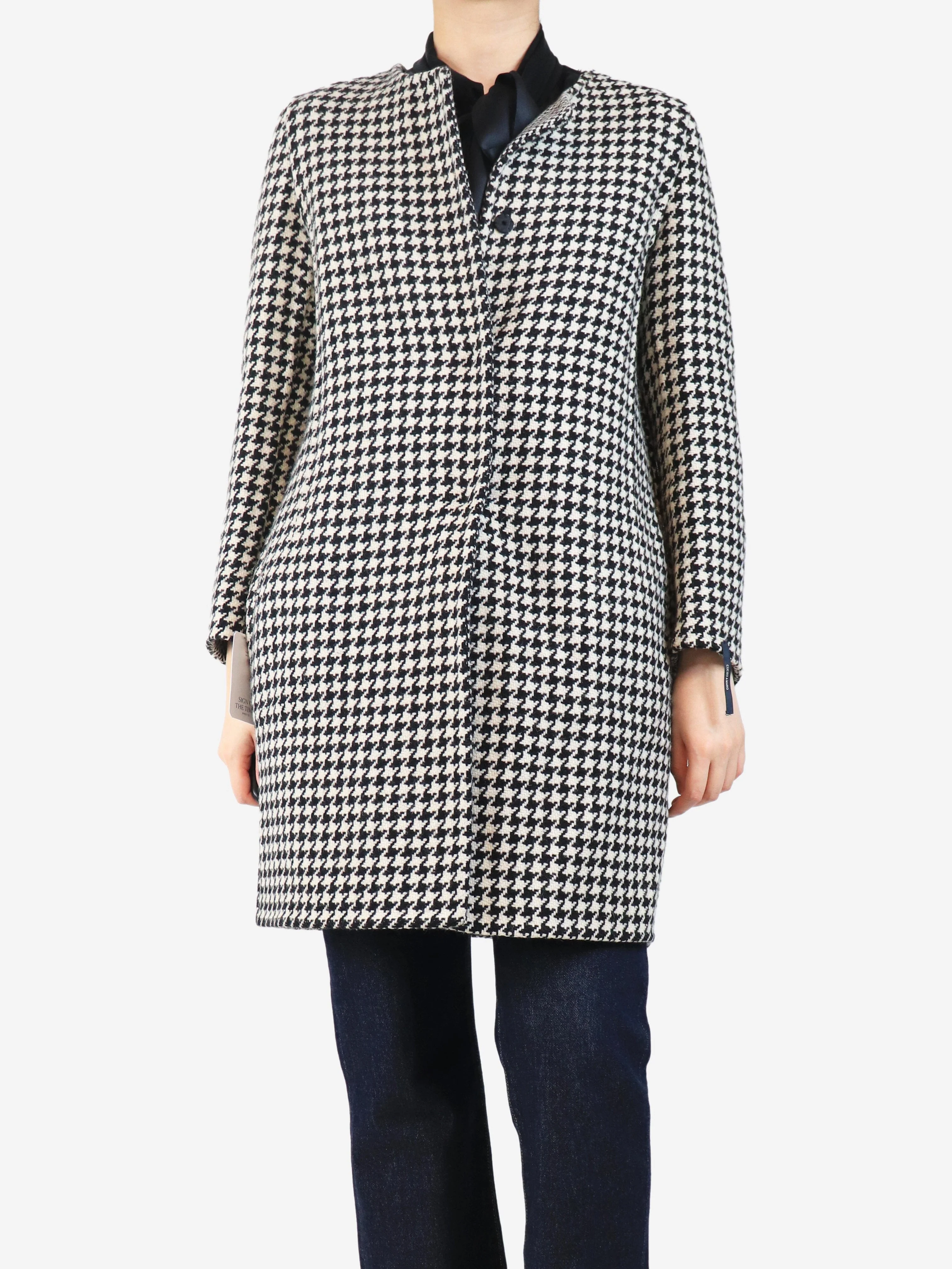 Black and white houndstooth coat - size UK 12
