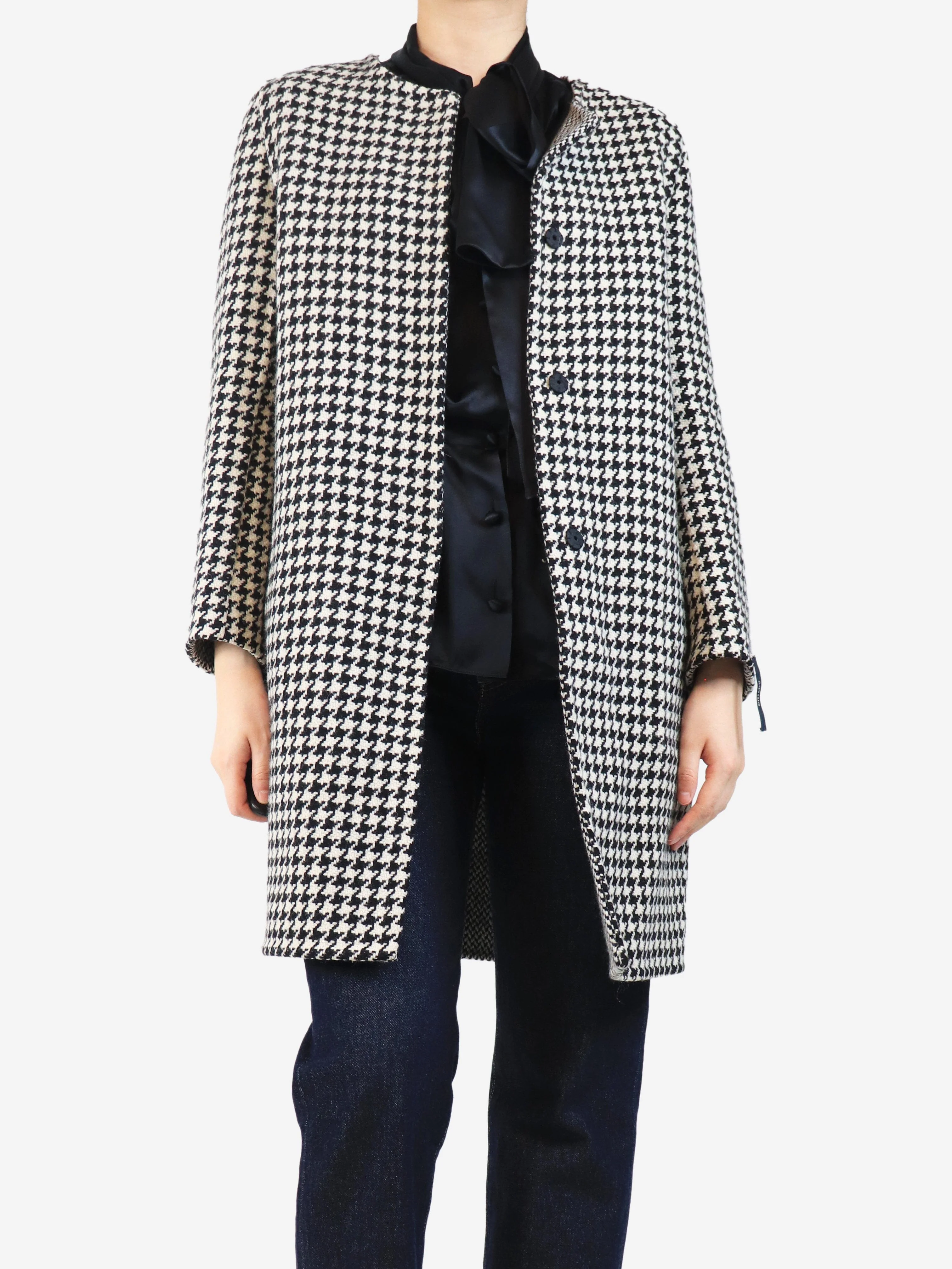 Black and white houndstooth coat - size UK 12 - Image 3