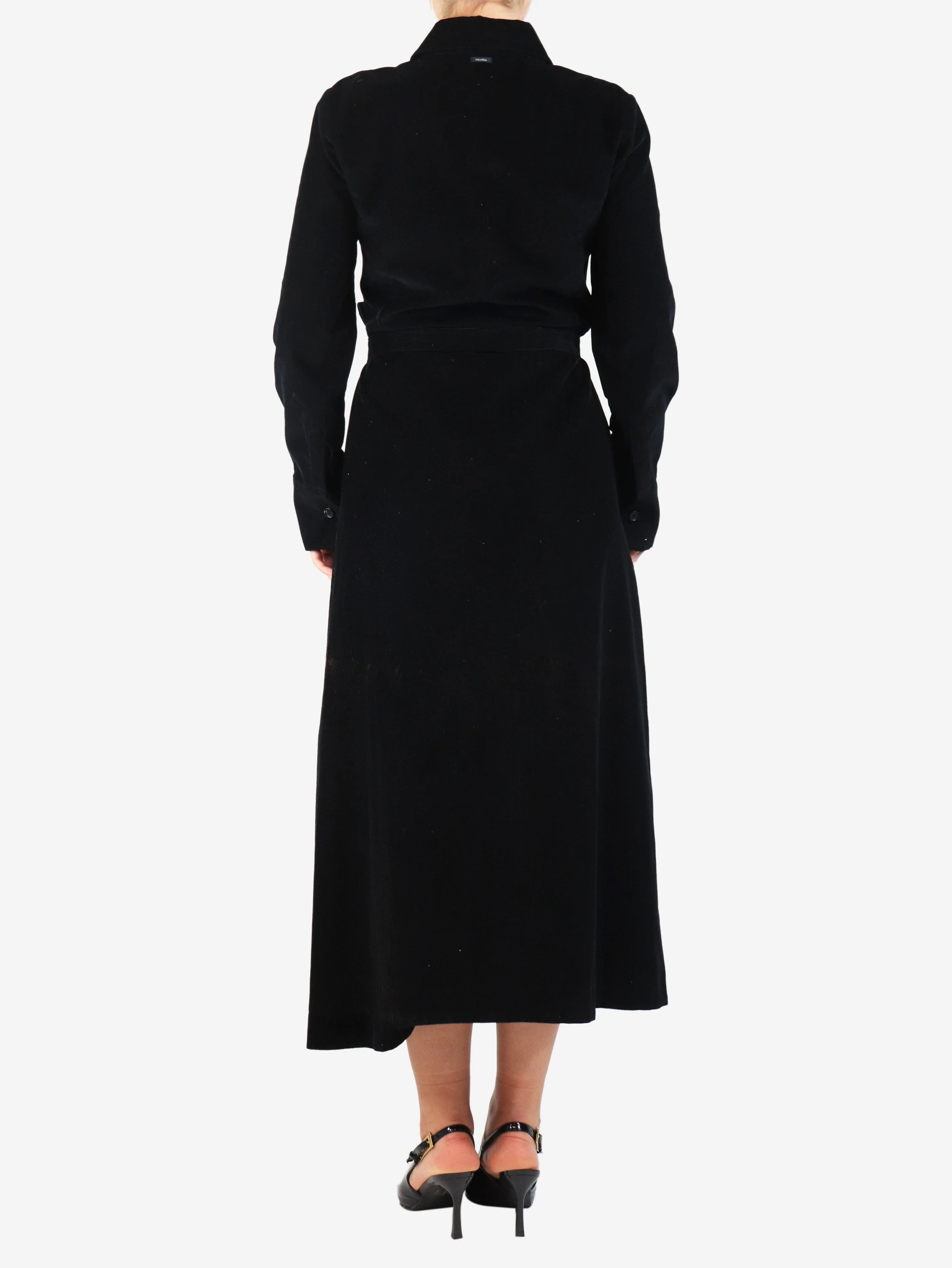 Black belted corduroy shirt dress - size UK 8 - Image 2