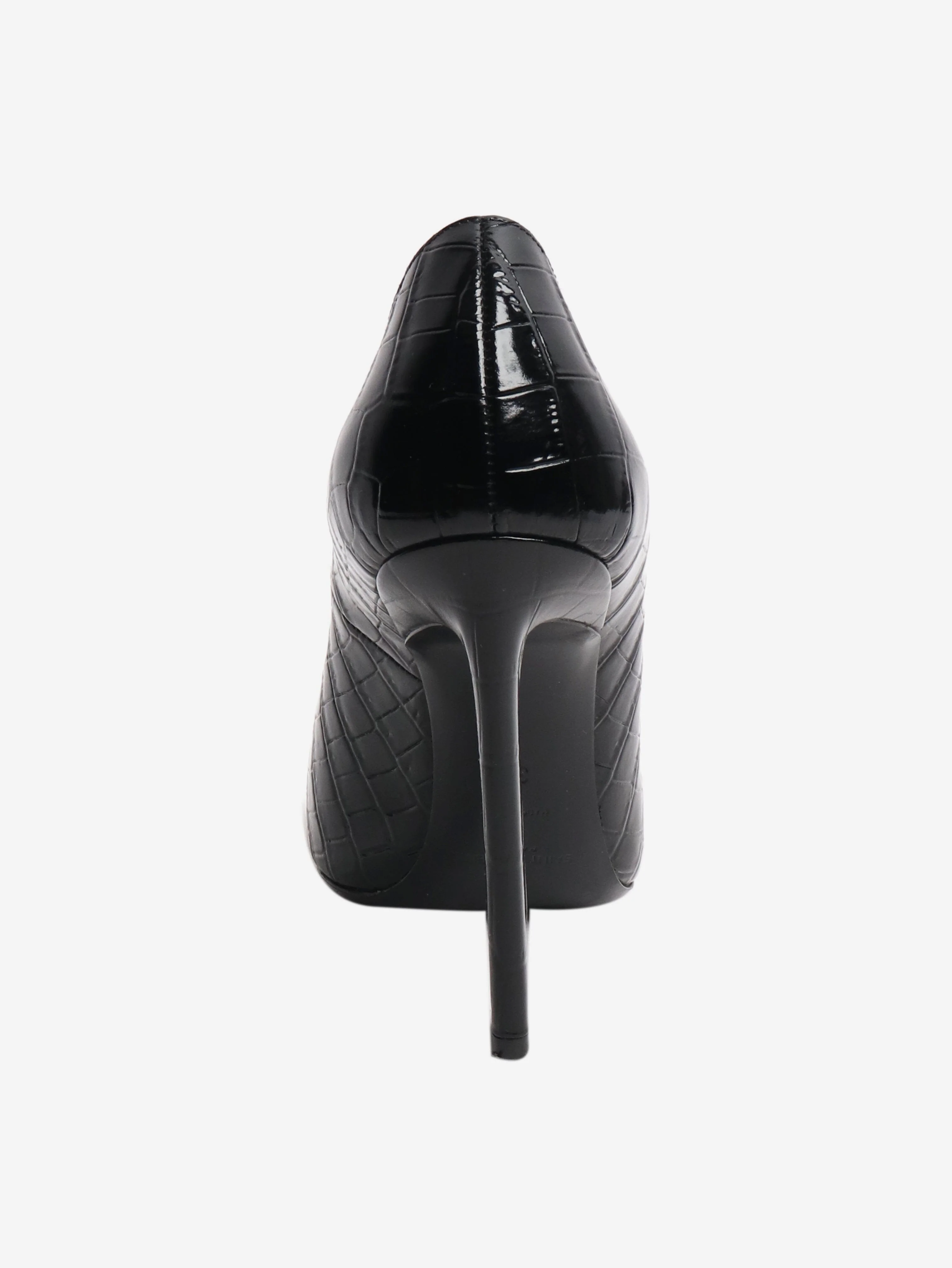 Saint Laurent Black croc embossed chain detail heels - size EU 38 (UK 5) - Image 3