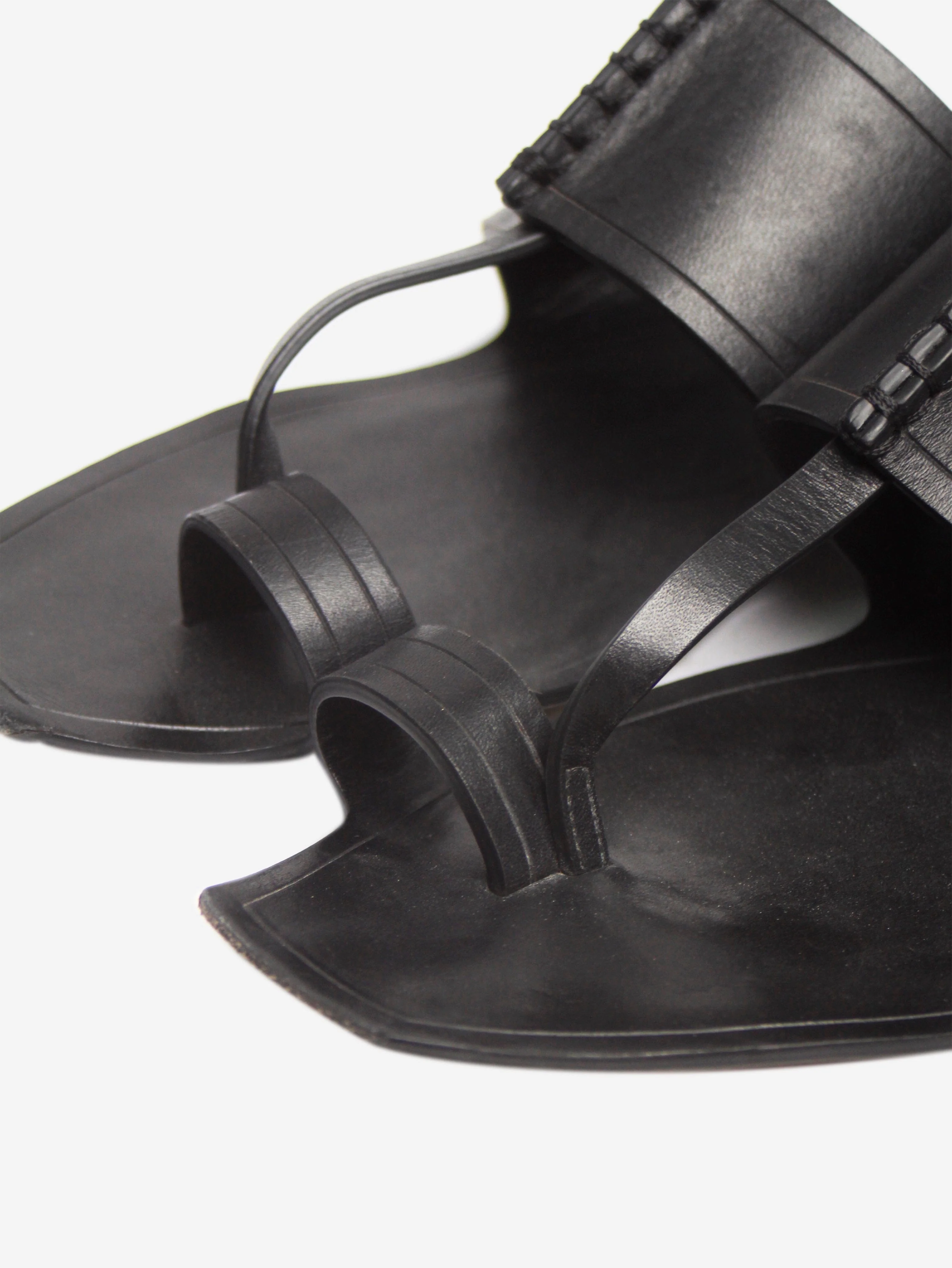 Black leather thong sandals - size EU 39 - Image 2
