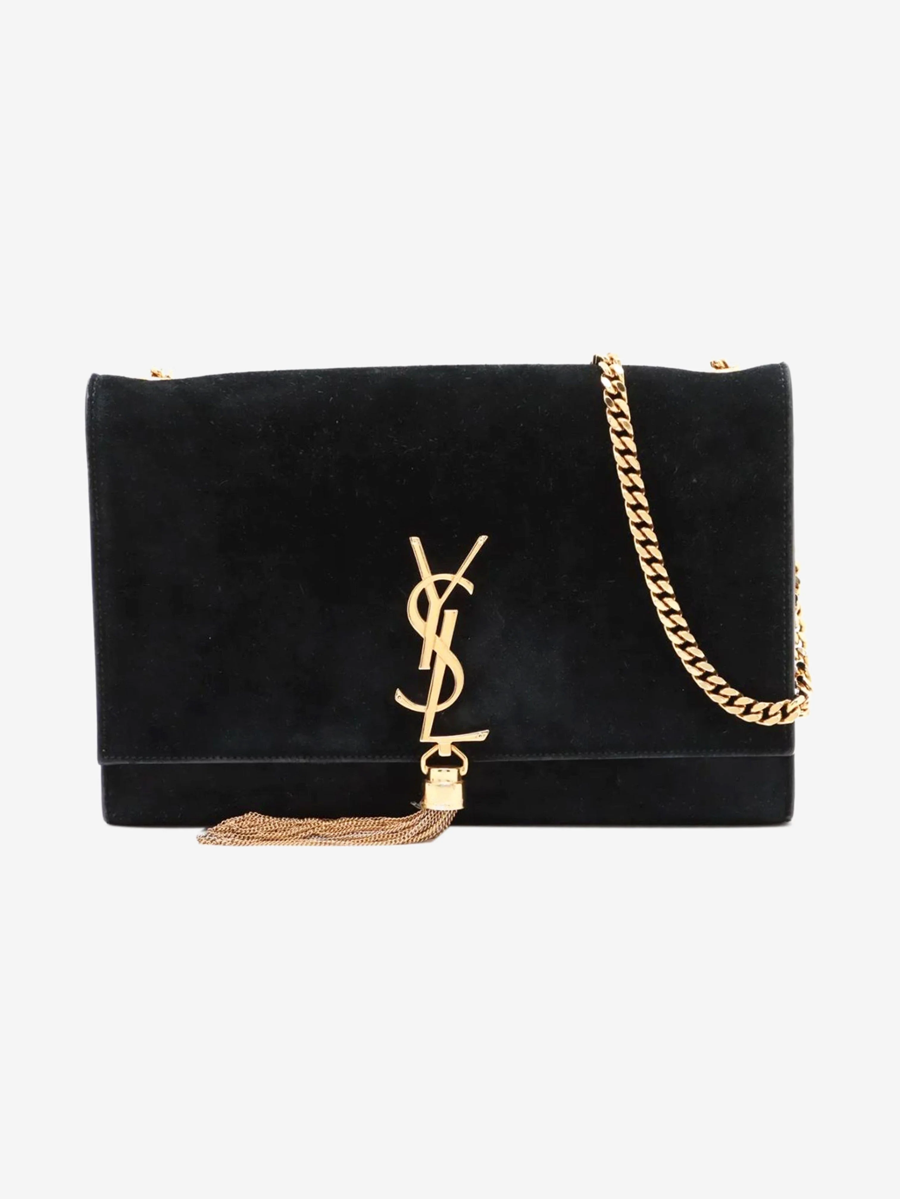 Black Paris Kate suede chain shoulder bag