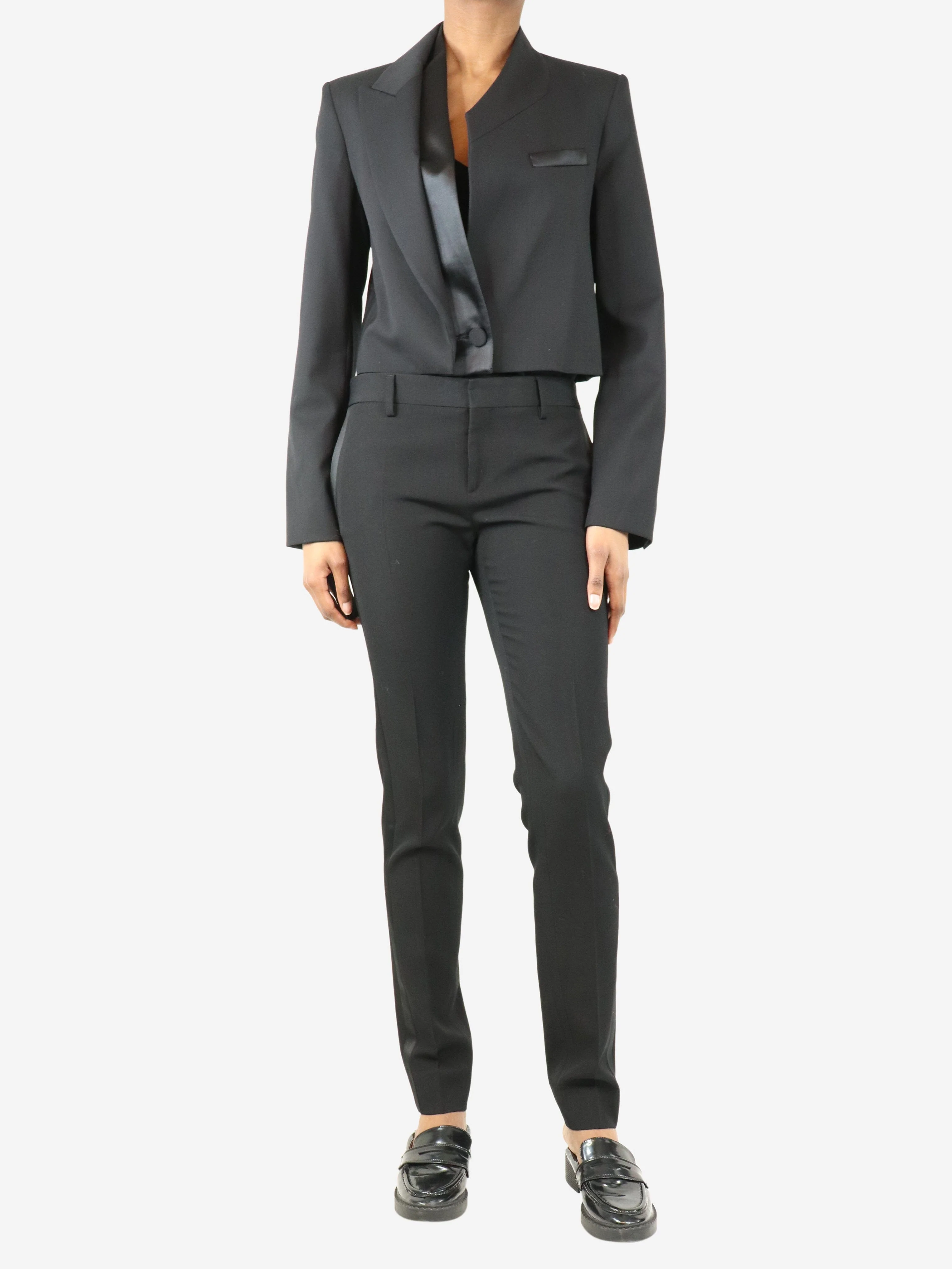 Black side-stripe tailored trousers - size UK 8 - Image 2