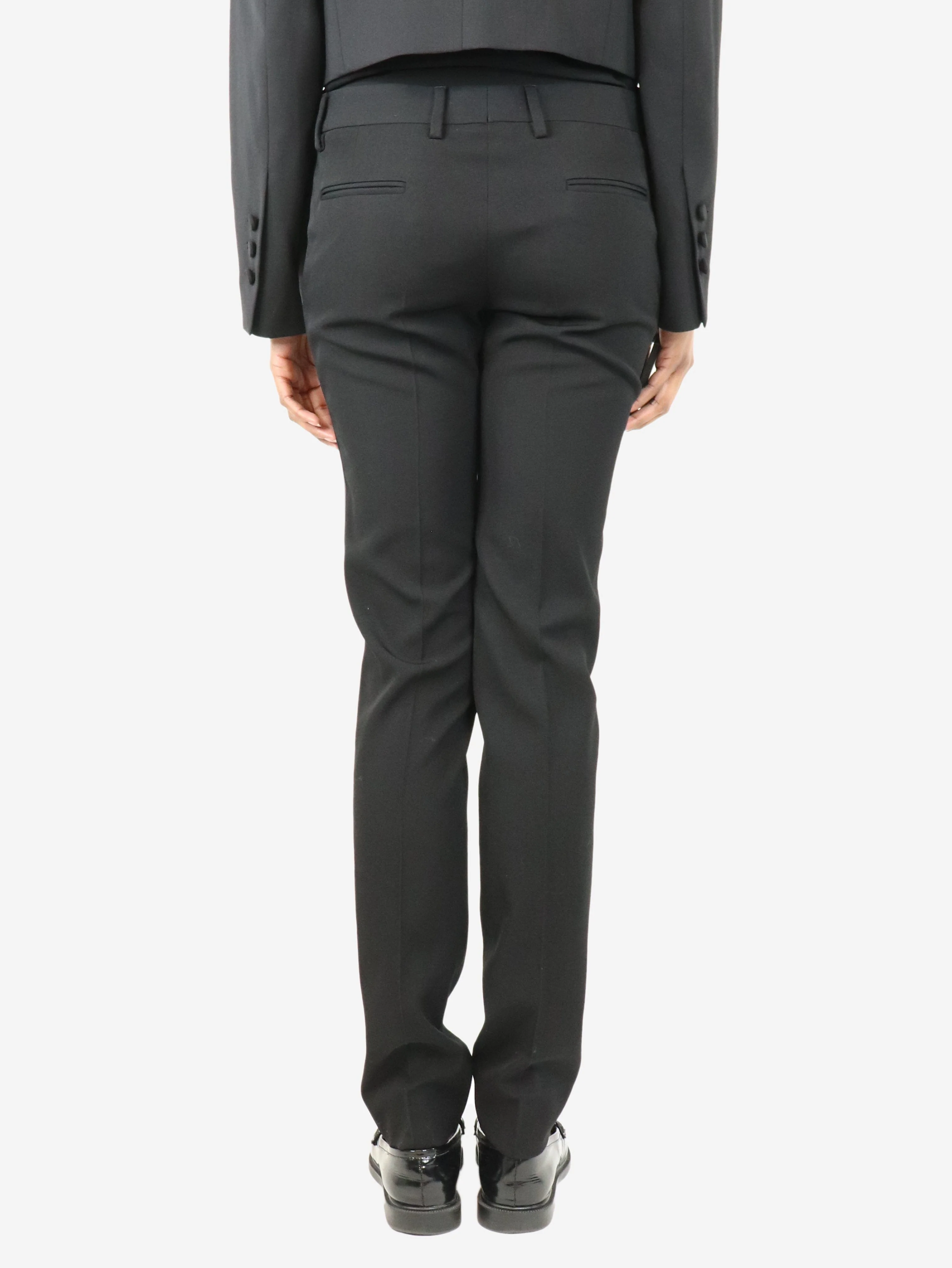 Black side-stripe tailored trousers - size UK 8 - Image 3