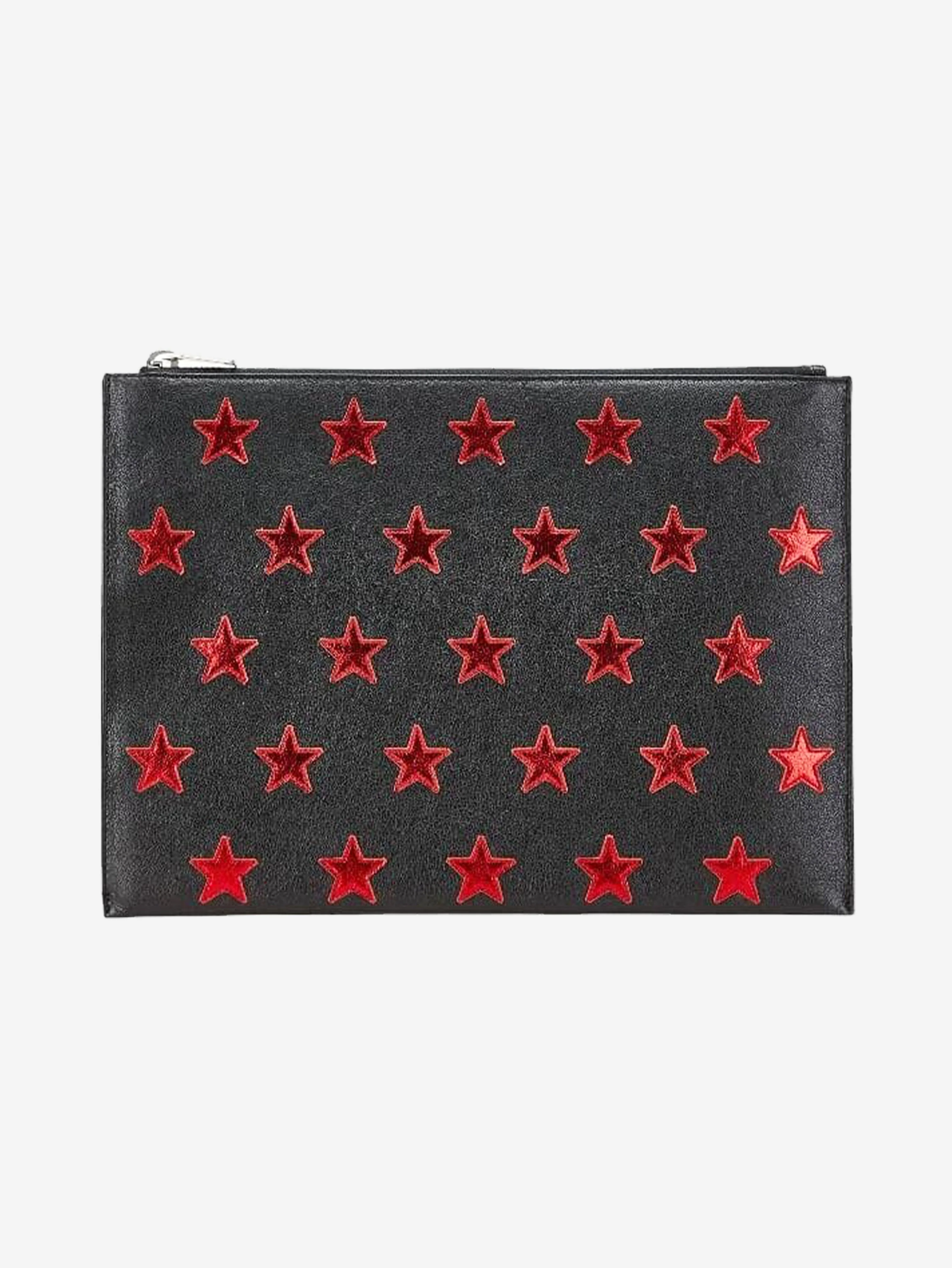 Black star leather clutch bag