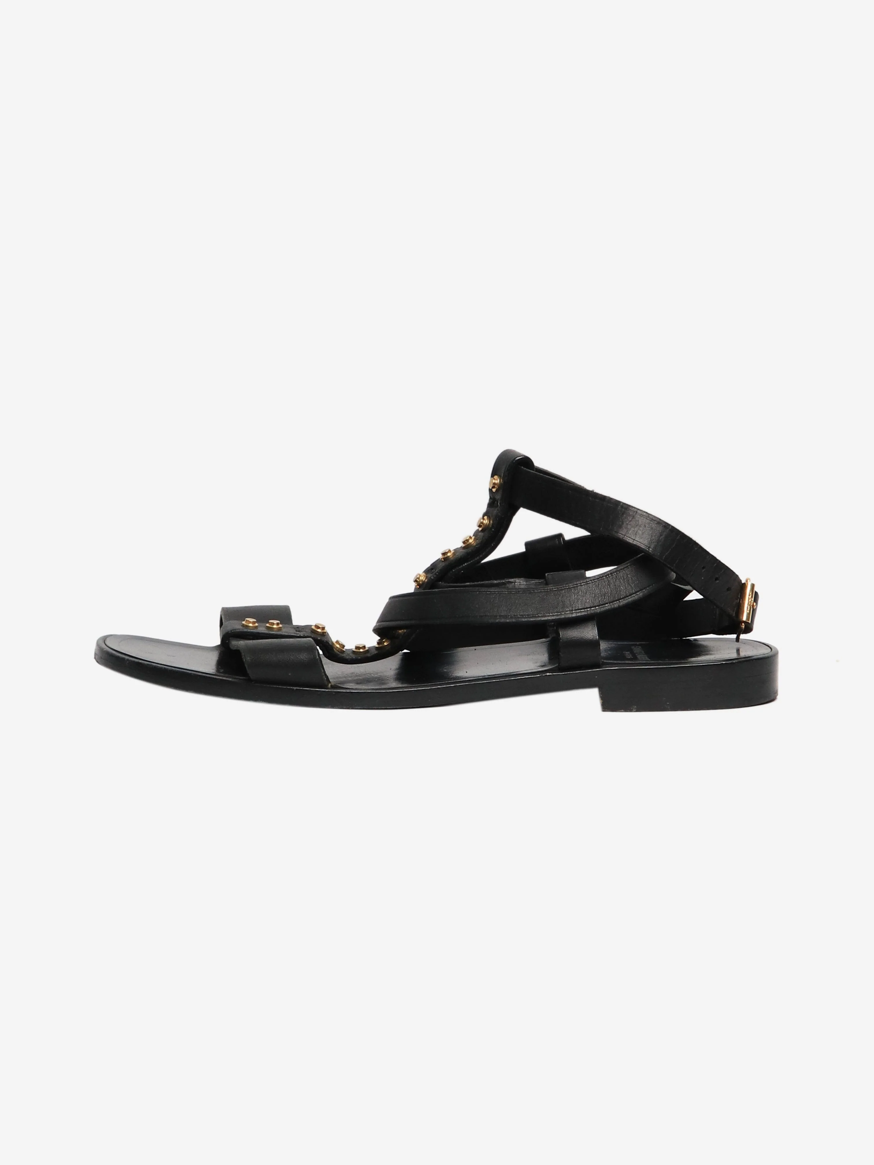 Black studded flat sandals - size EU 37 (UK 4)