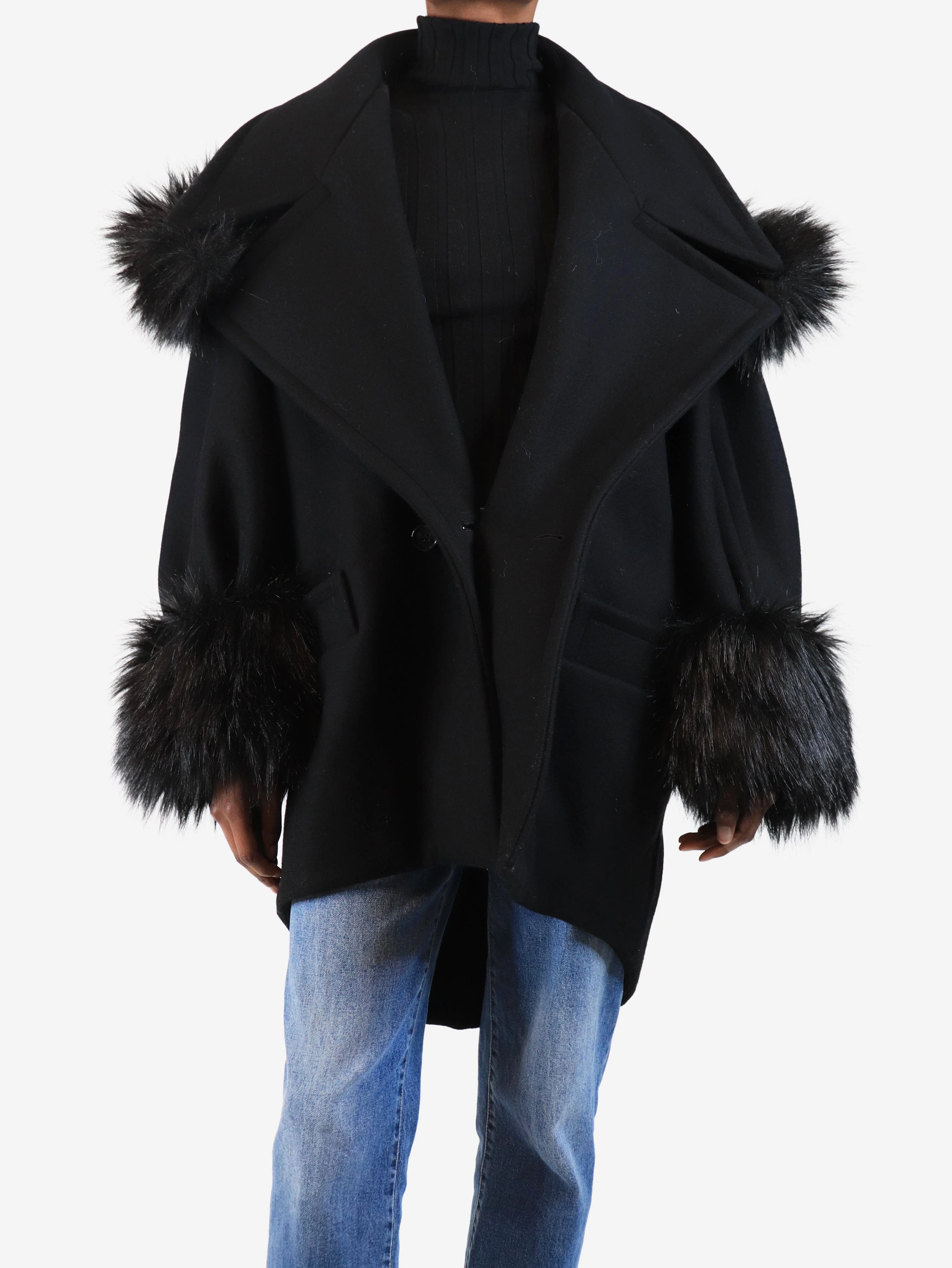 Black wool coat - size UK 6
