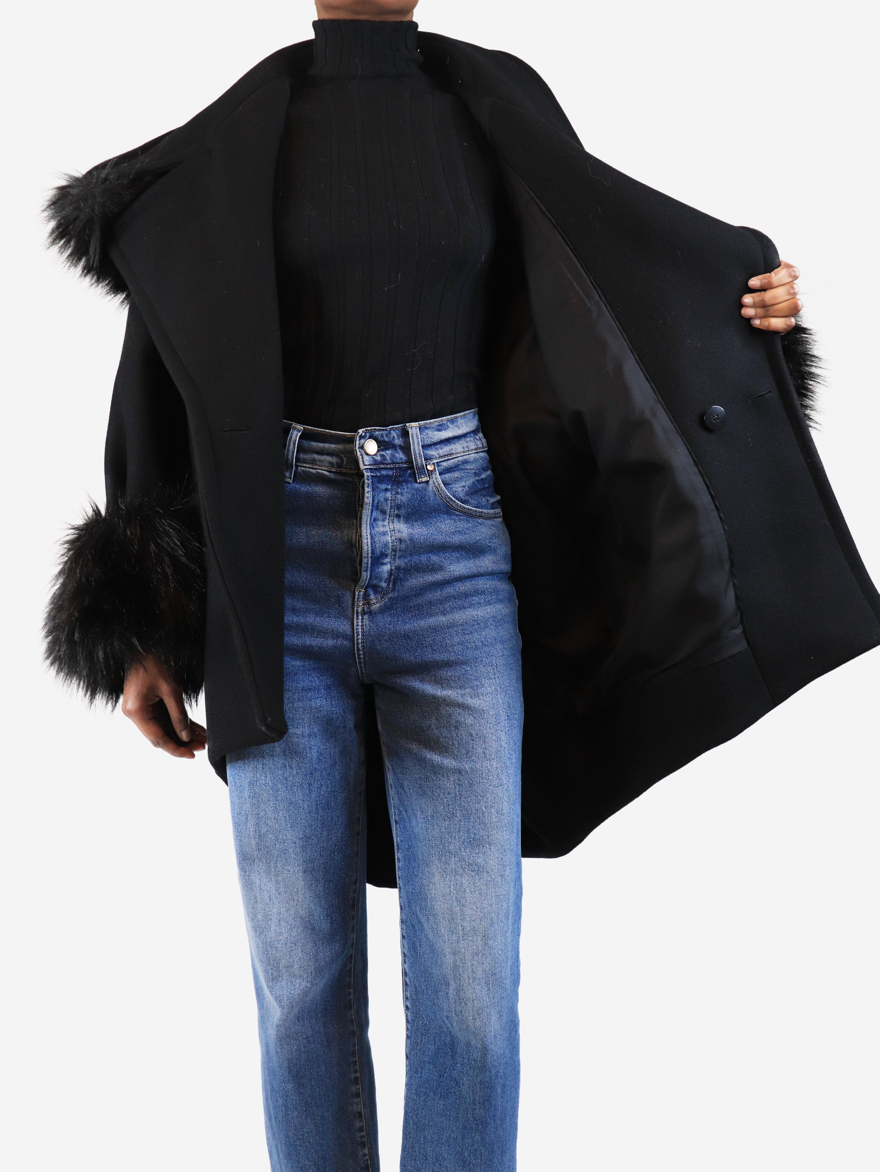 Black wool coat - size UK 6 - Image 4