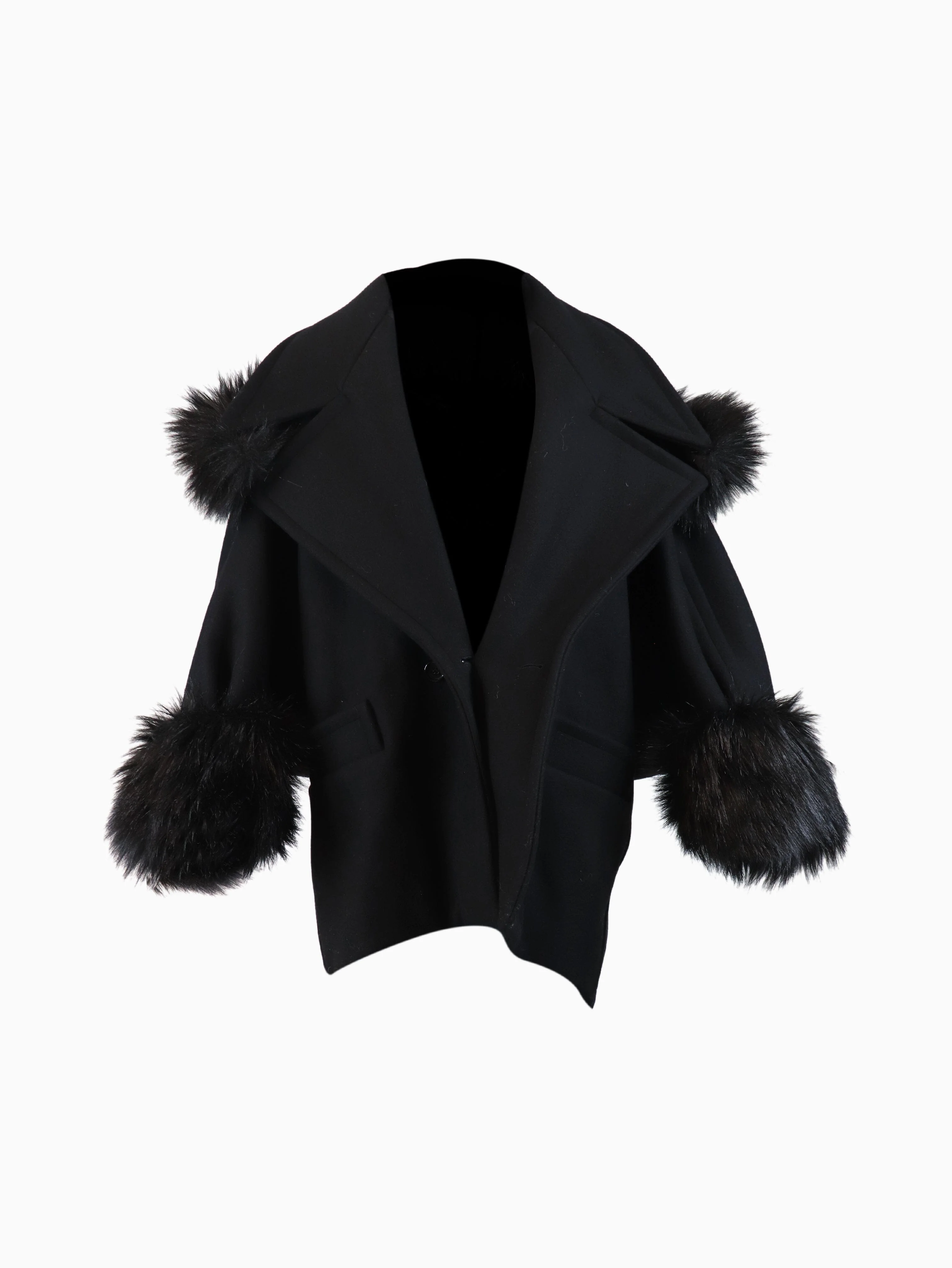 Black wool coat - size UK 6 - Image 5