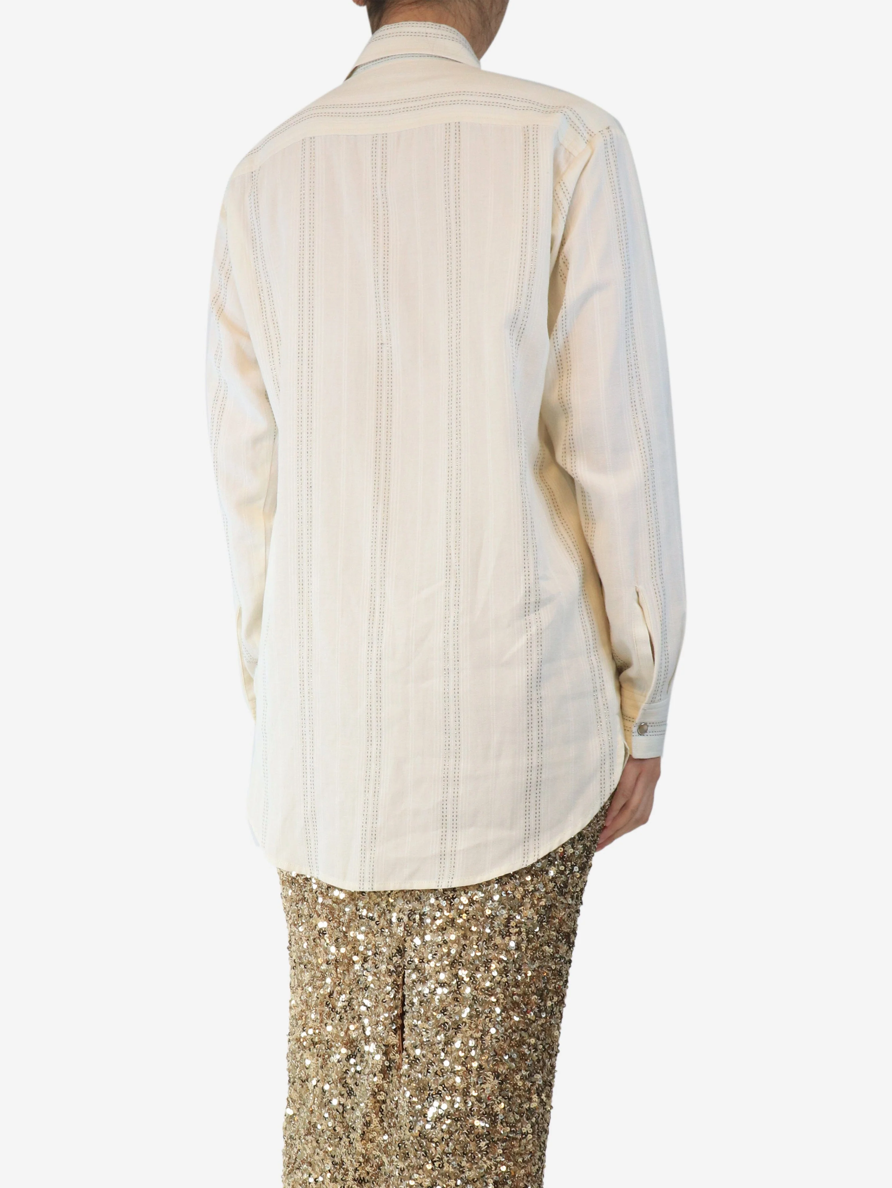 Cream metallic thread western blouse - size S - Image 2