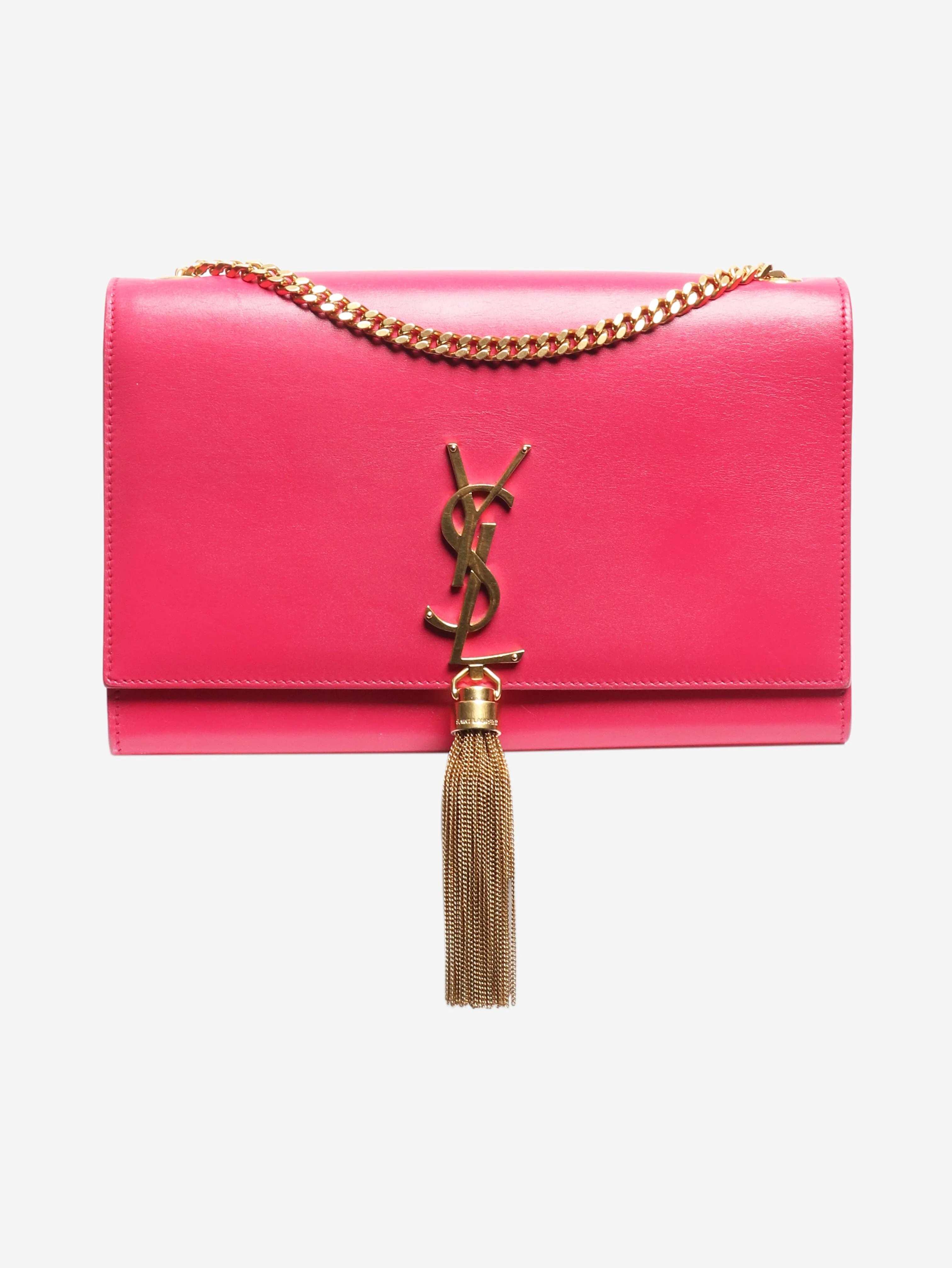 Fuchsia Kate tassel chain bag