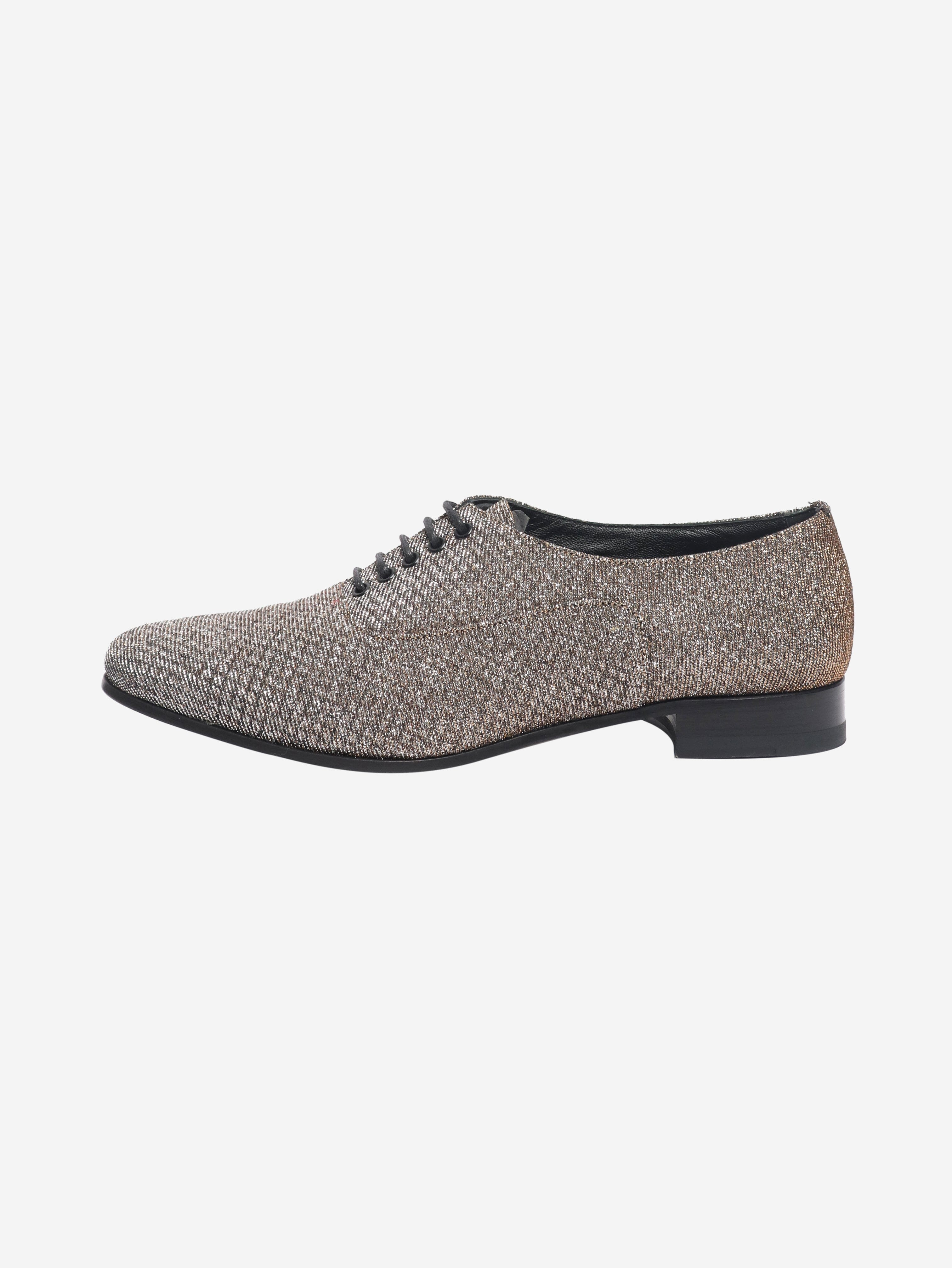 Gold glittery lace-up shoes - size EU 38.5