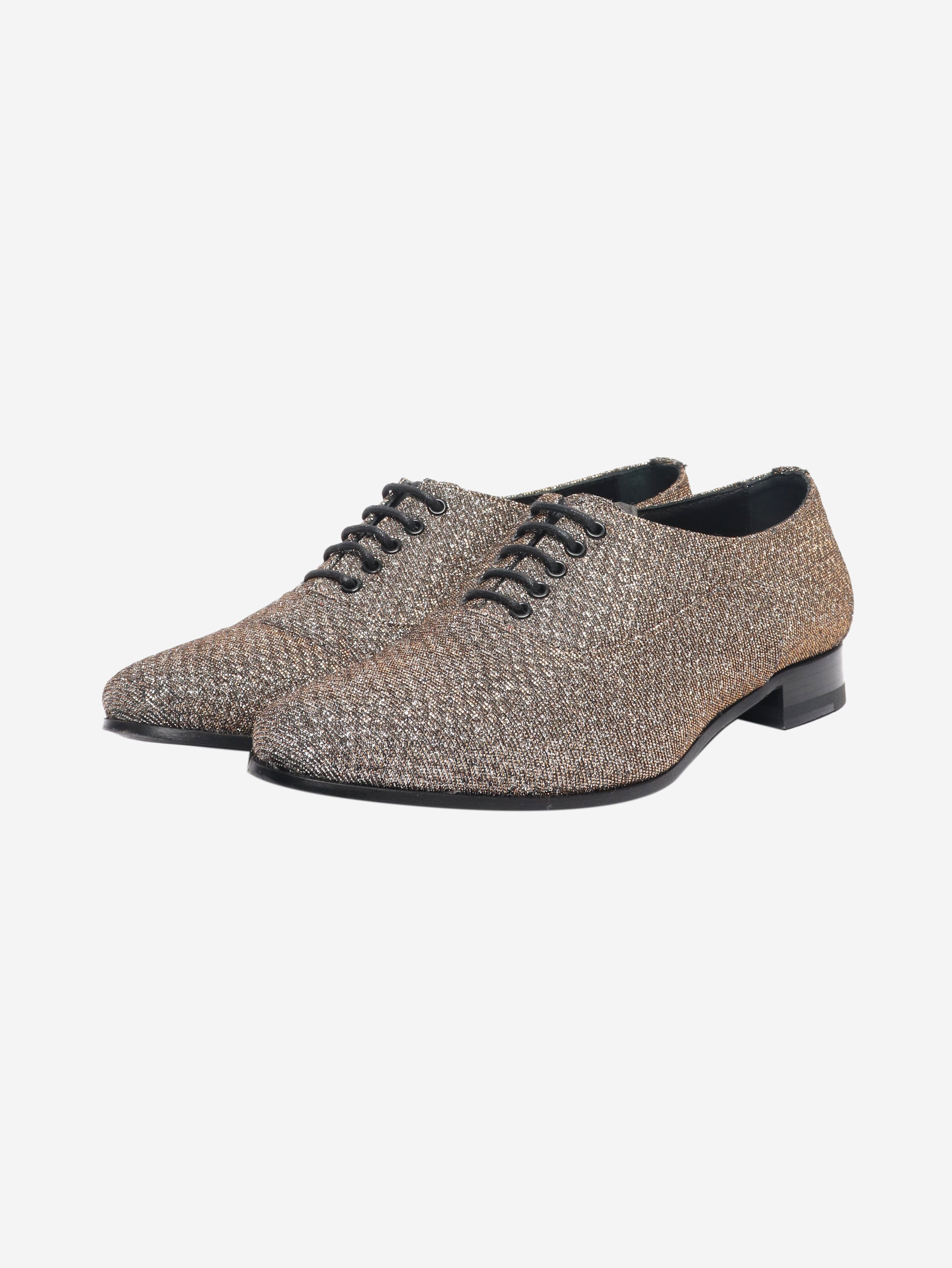 Gold glittery lace-up shoes - size EU 38.5 - Image 2