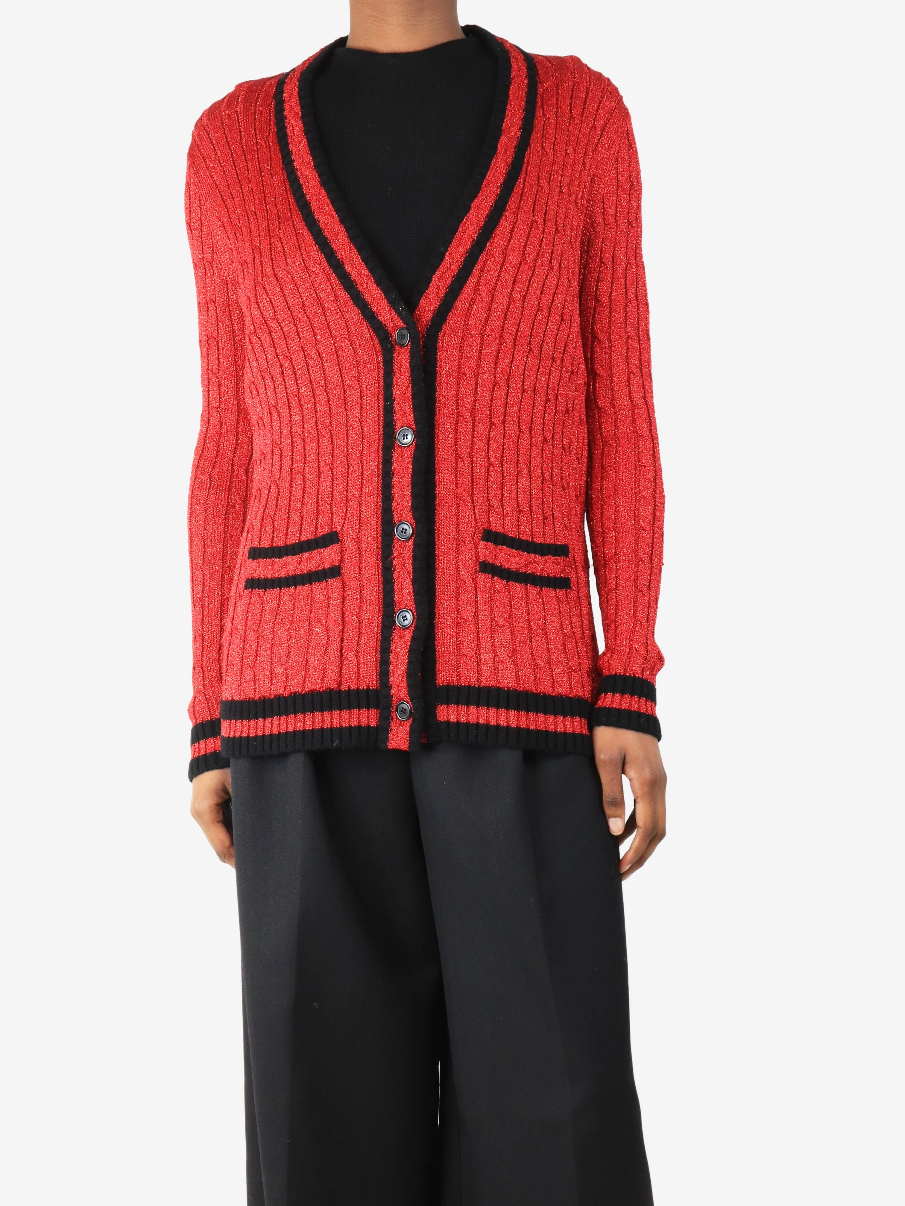 Red lurex cardigan - size XS
