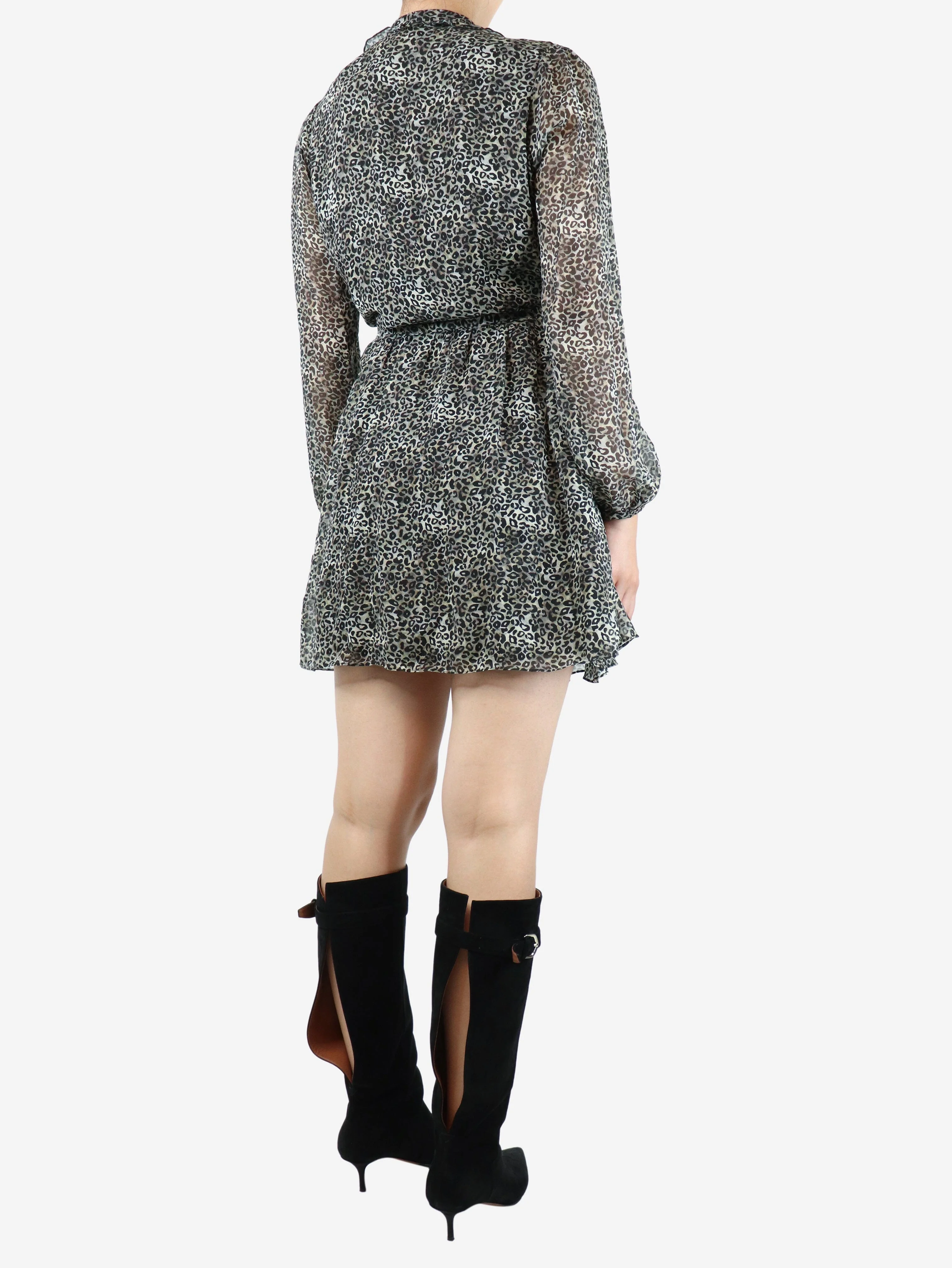 Leopard print ruffle mini dress - size UK 10 - Image 2