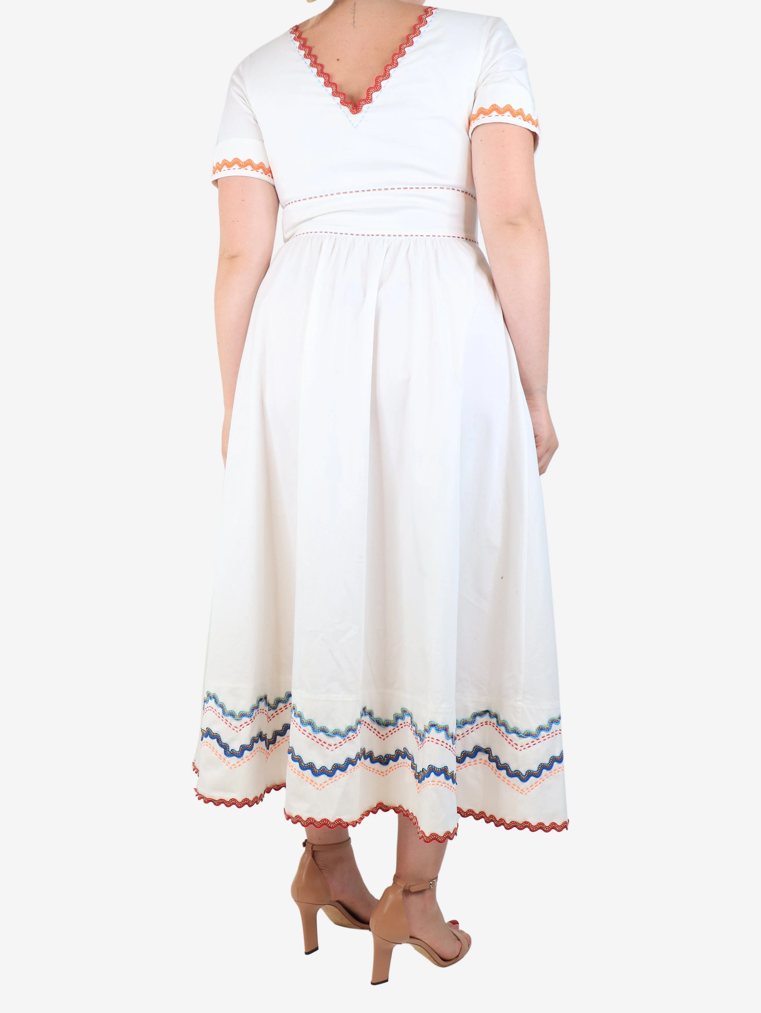 White embroidered pocket dress - size UK 12 - Image 2