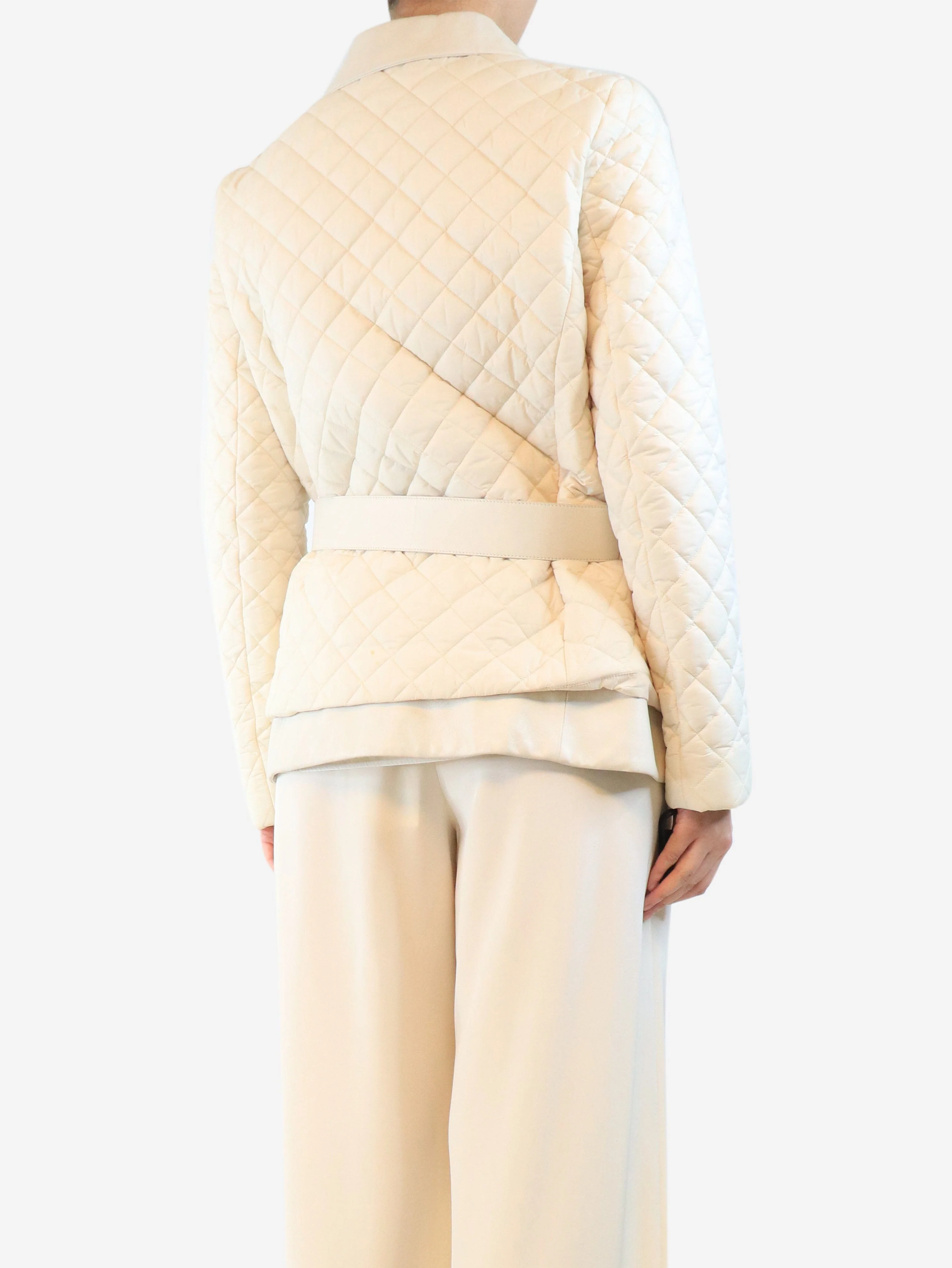Cream quilted jacket - size UK 16 - Image 2