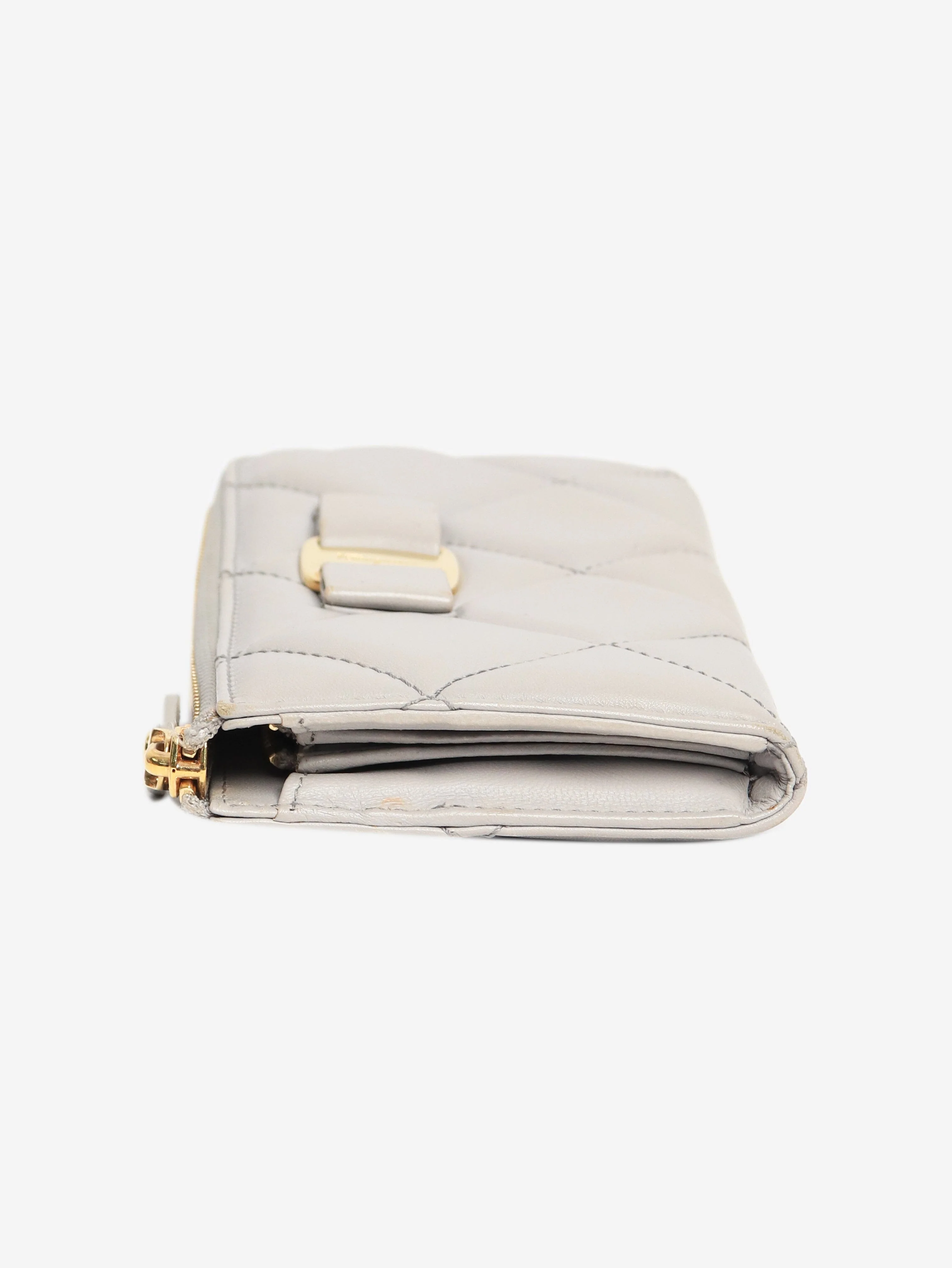 Grey leather quilted wallet - Image 3