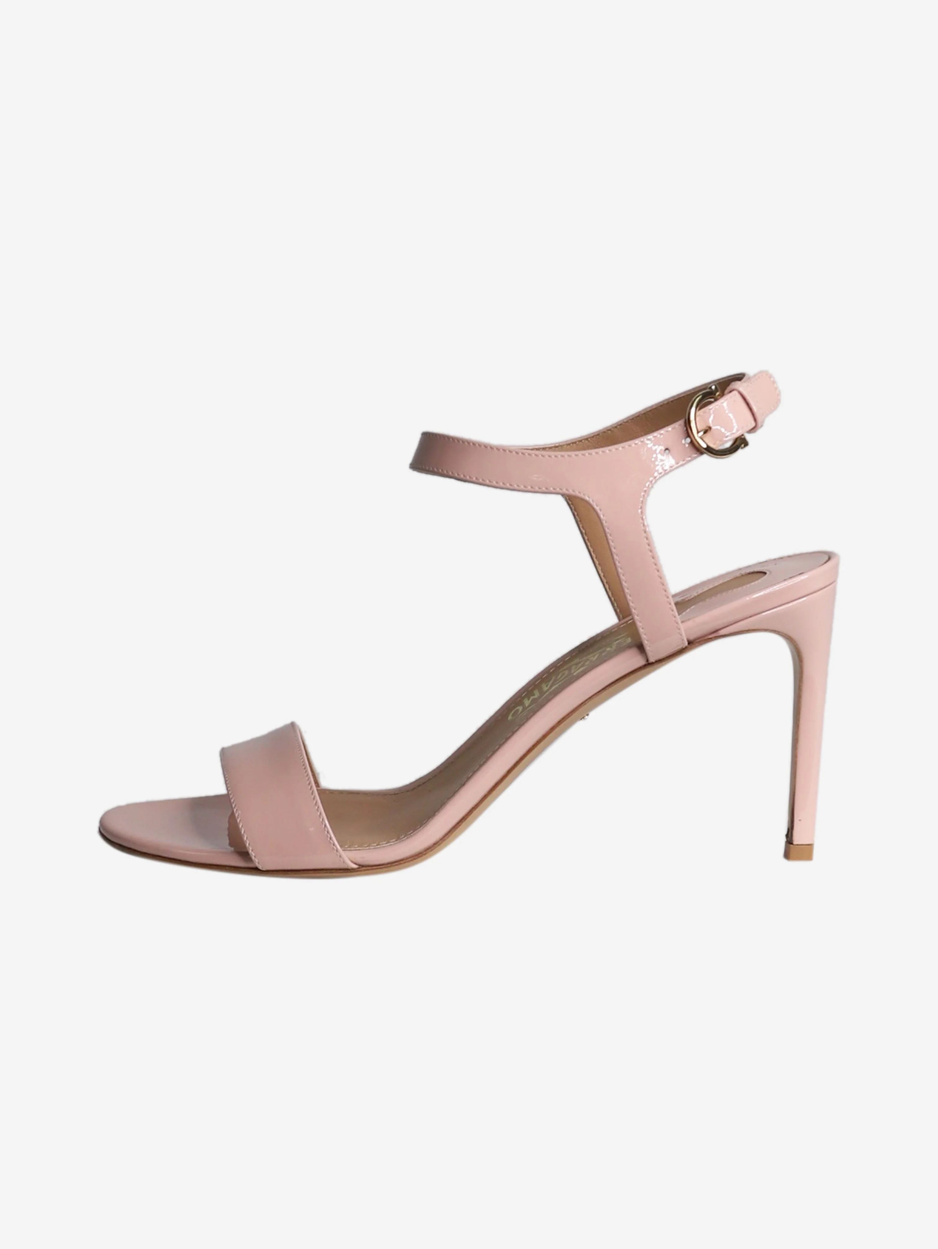 Pink patent sandal heels - size EU 39