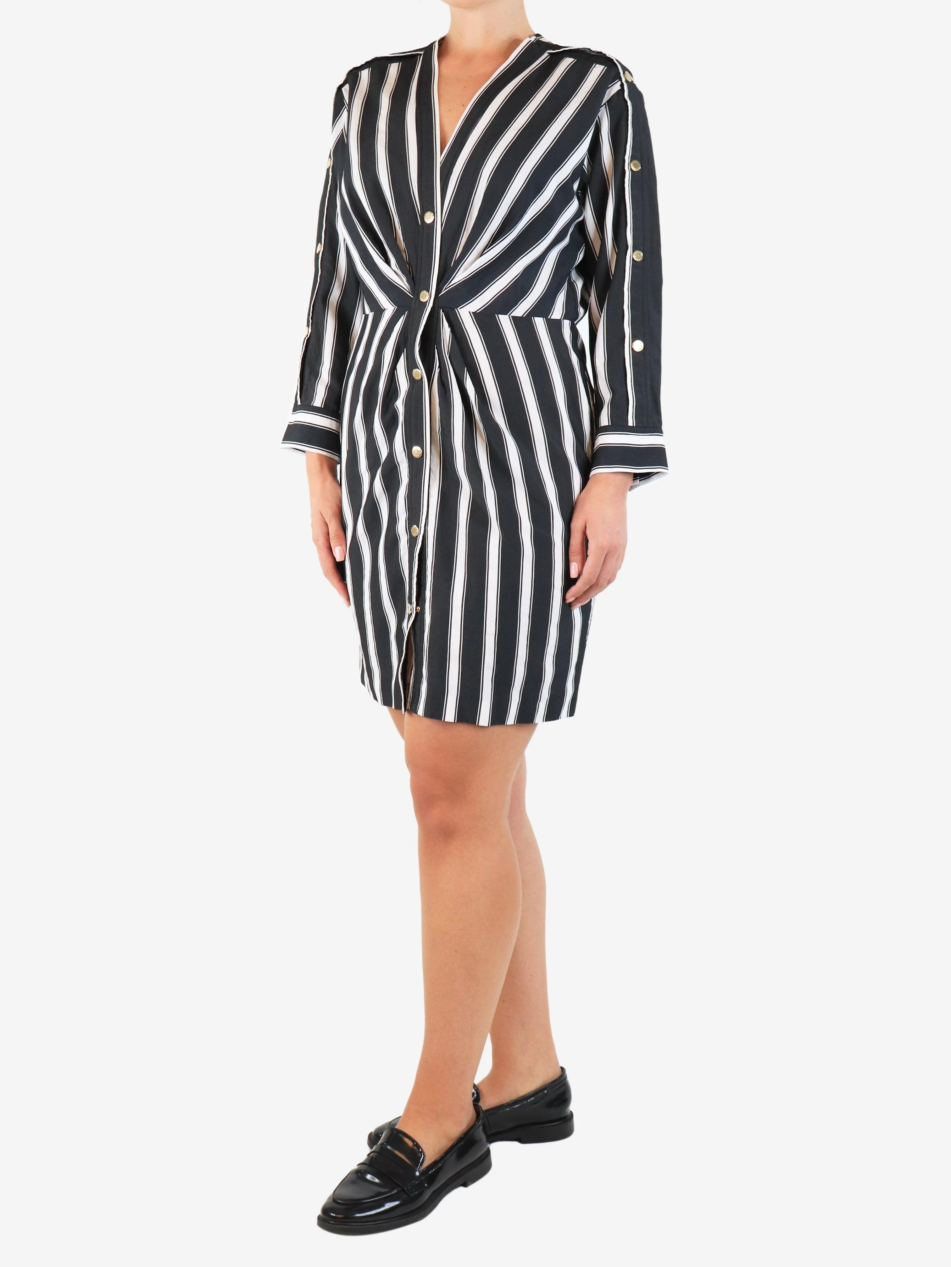 Black and white striped shirt dress - size UK 12 - Image 3