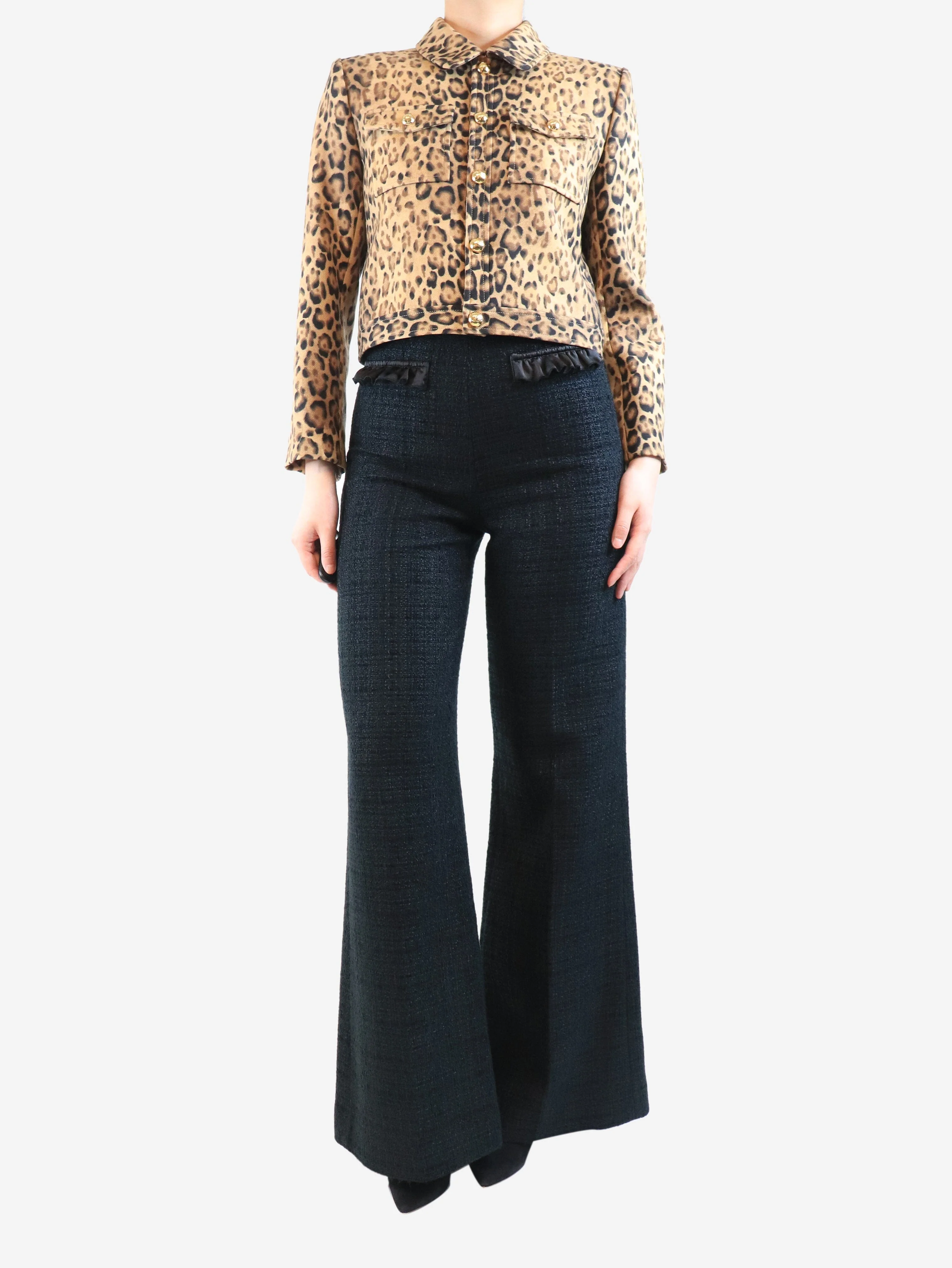 Black tweed trousers - size UK 8 - Image 2