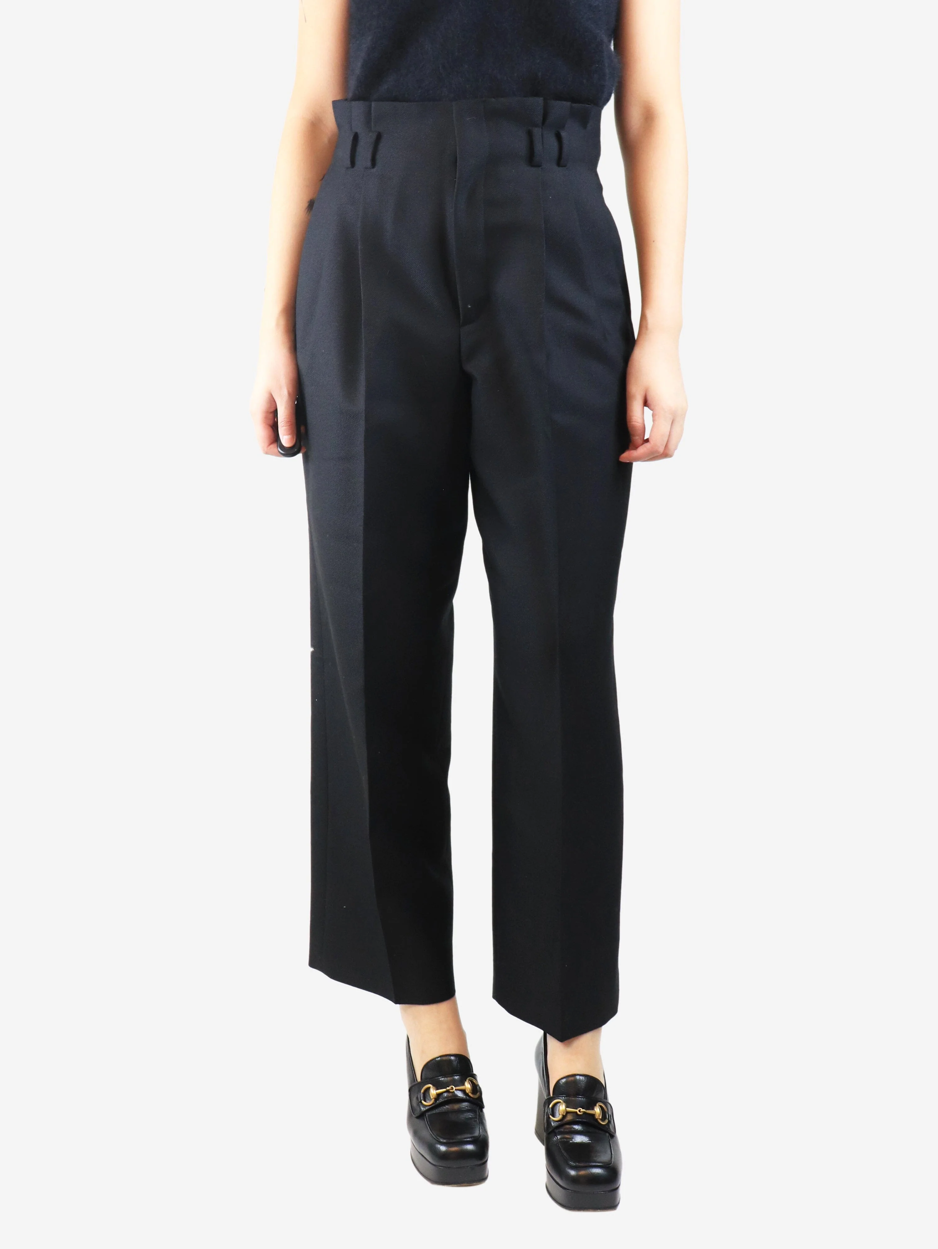 Black wide-leg trousers - size UK 10