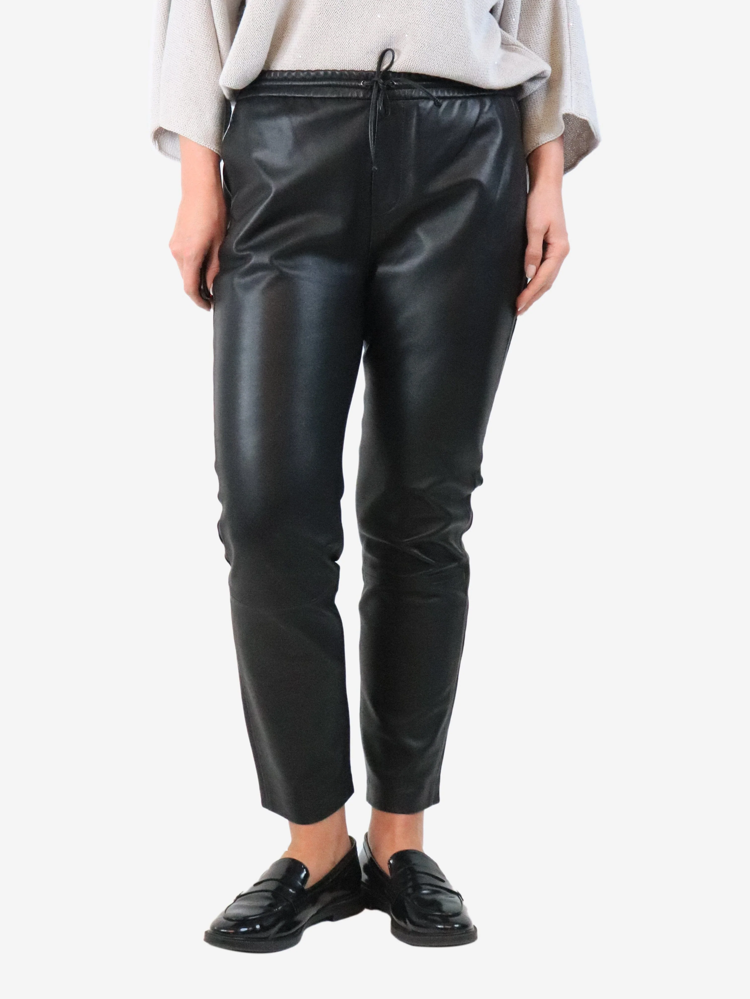 Black leather trousers - size UK 10