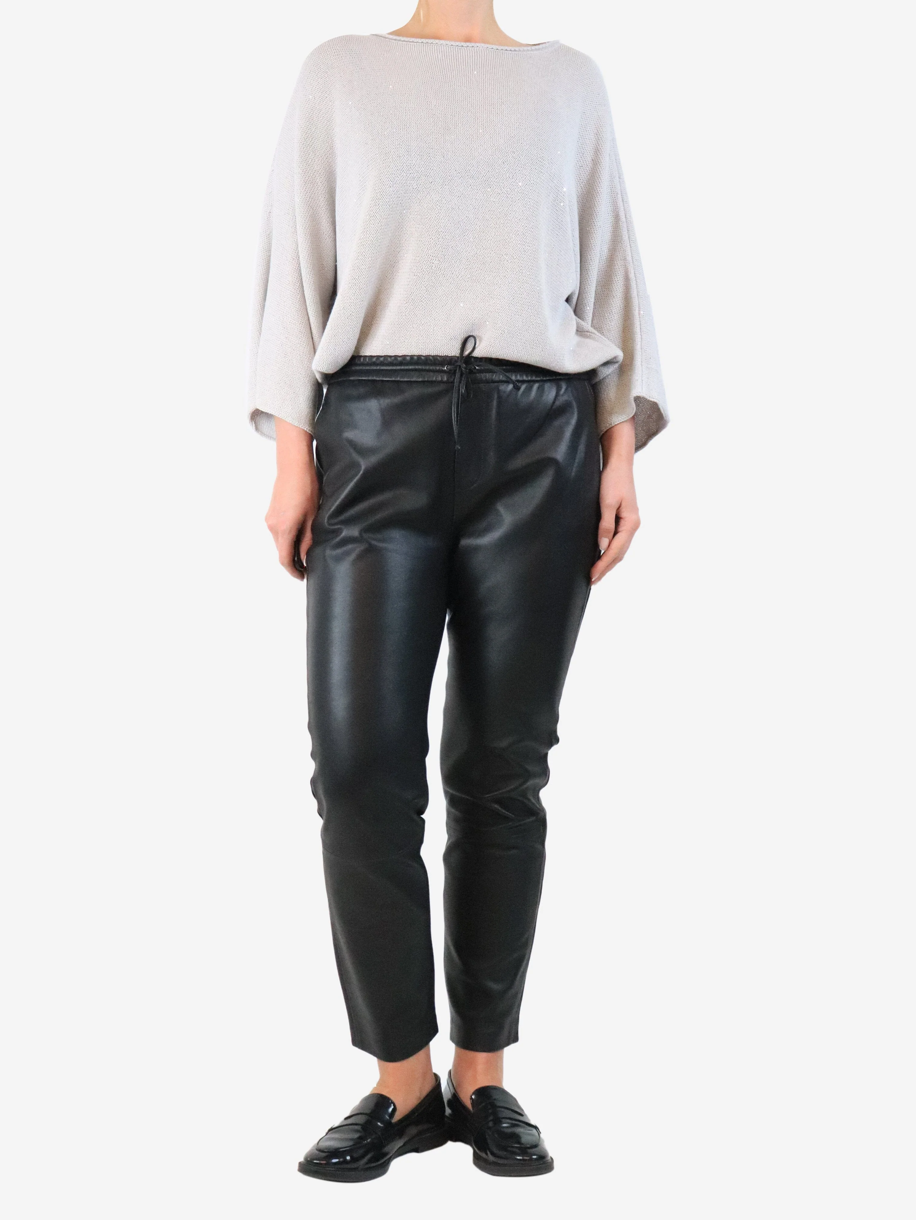 Black leather trousers - size UK 10 - Image 2