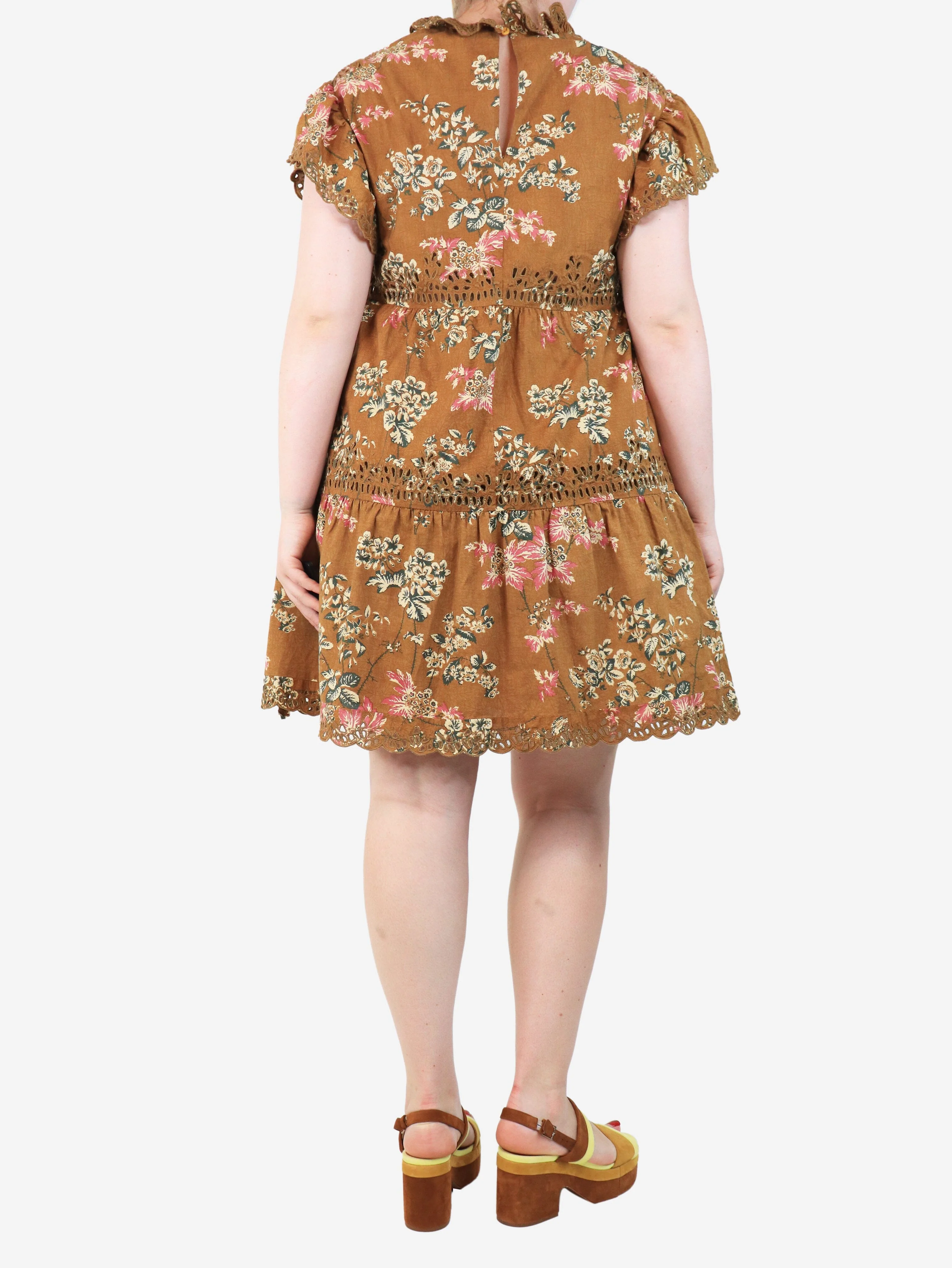 Brown floral lace dress - size - Image 2