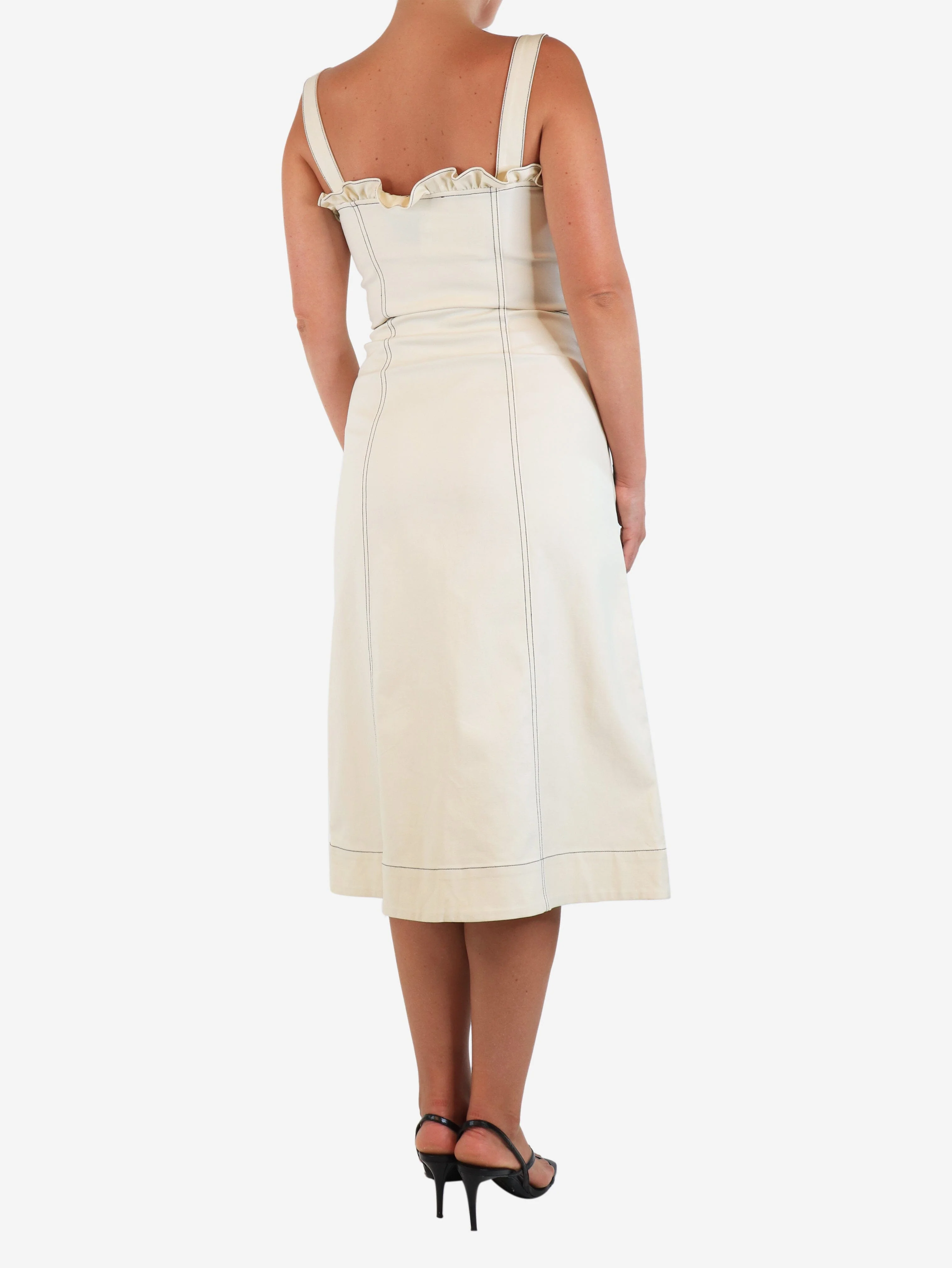 Sea New York Cream contrast-stitched midi dress - size UK 6 - Image 2