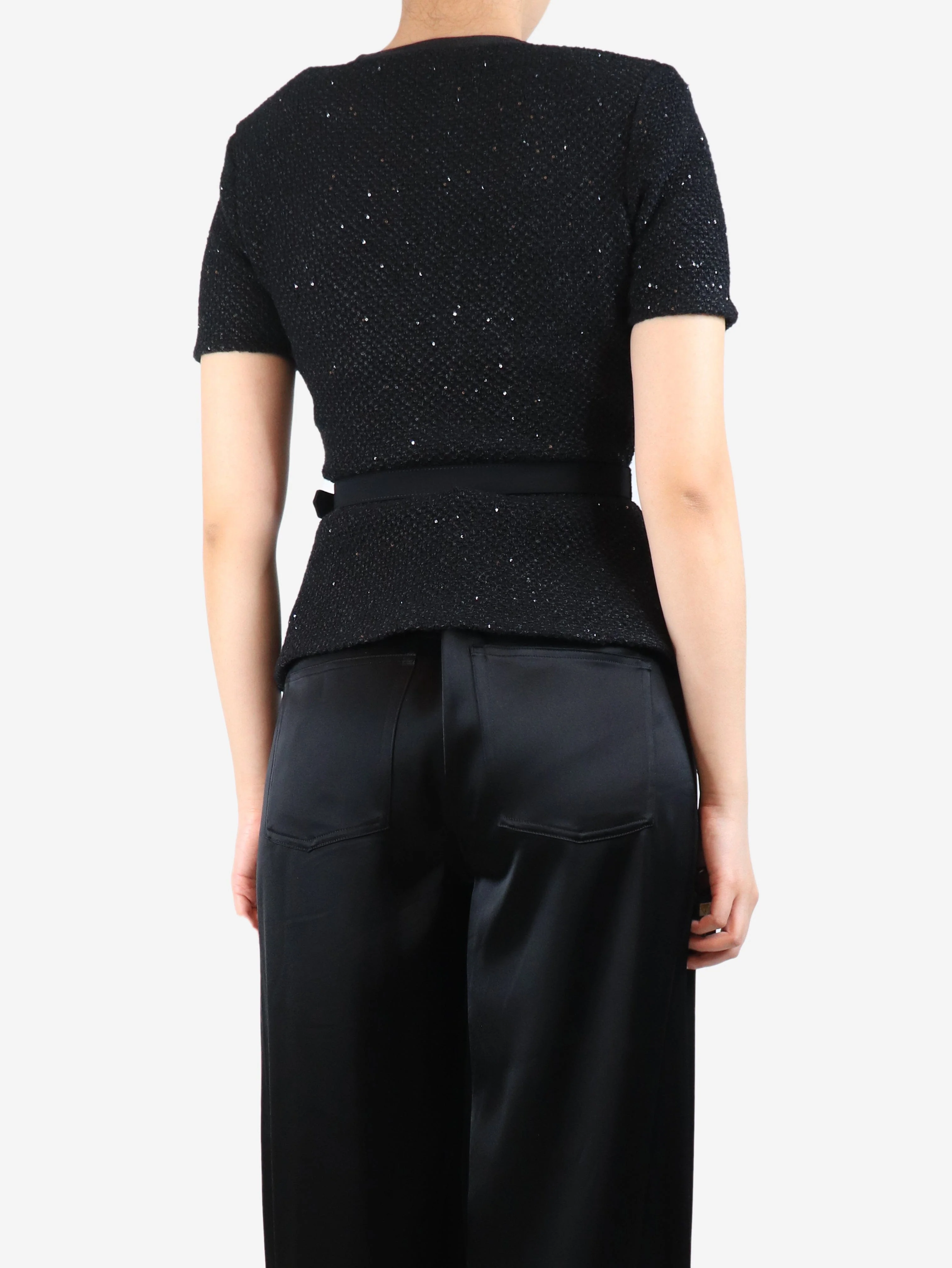 Black sequin knit top - size S - Image 2