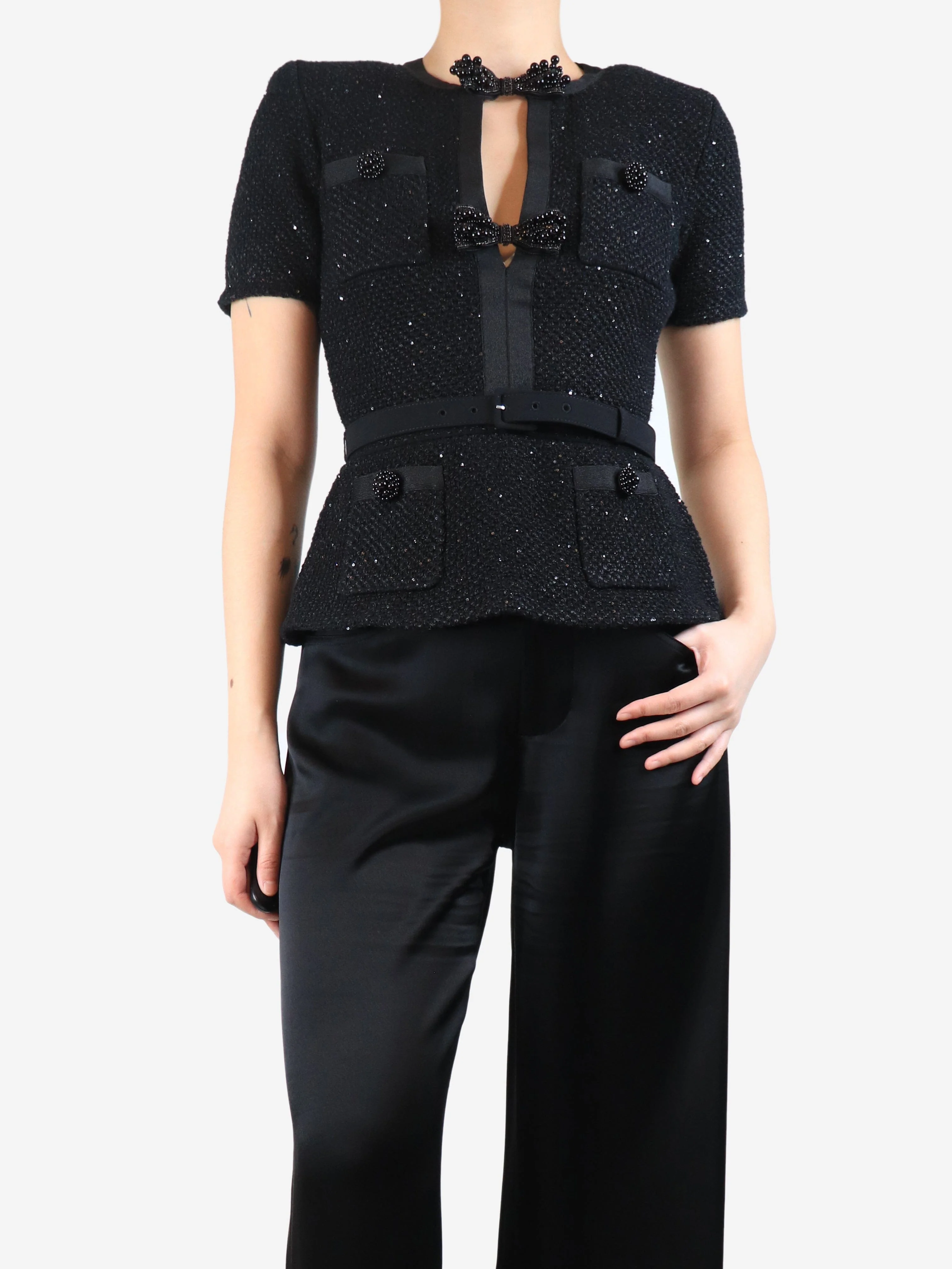 Black sequin knit top - size S - Image 3