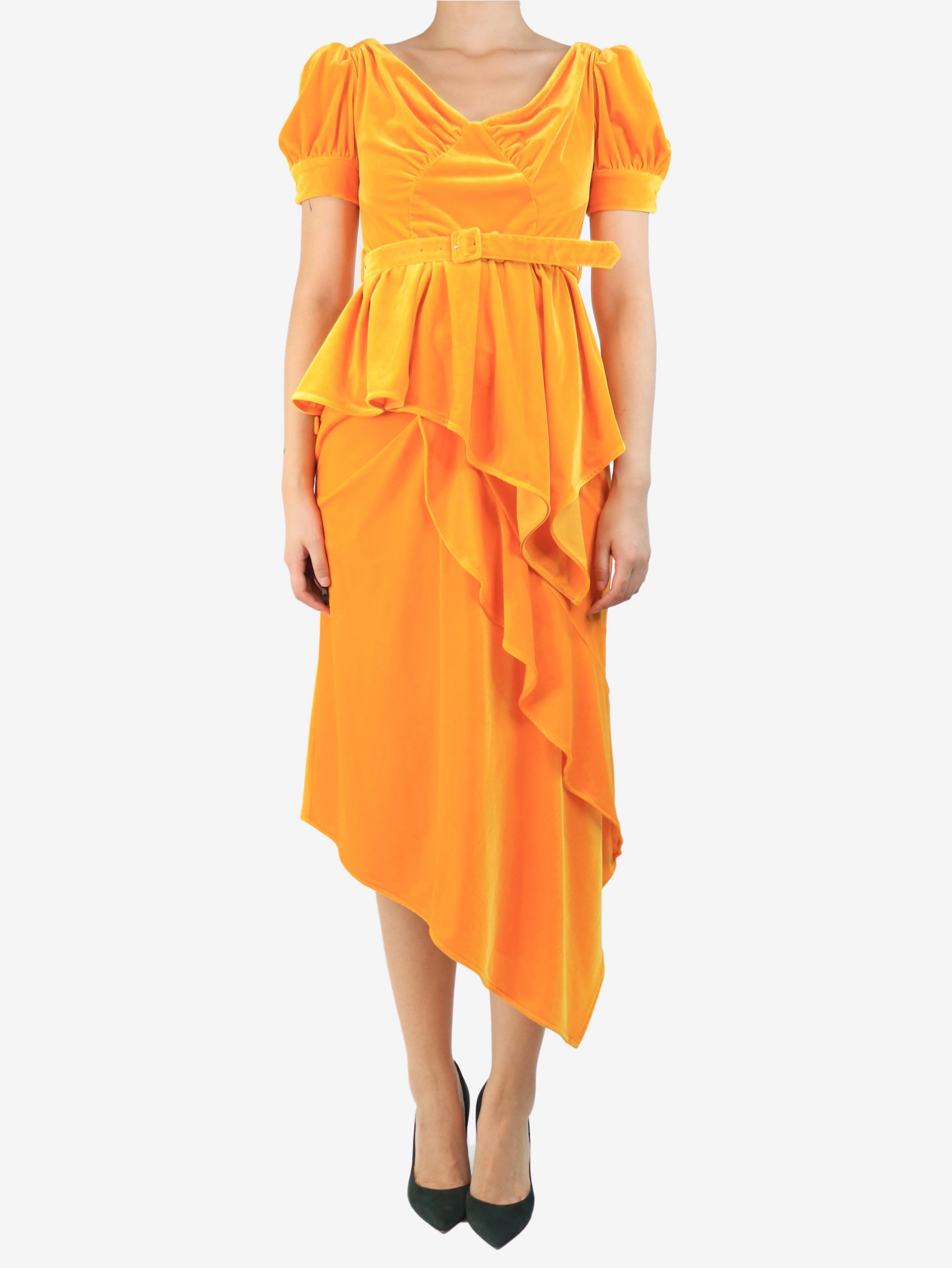 Orange velour top and skirt set - size UK 10