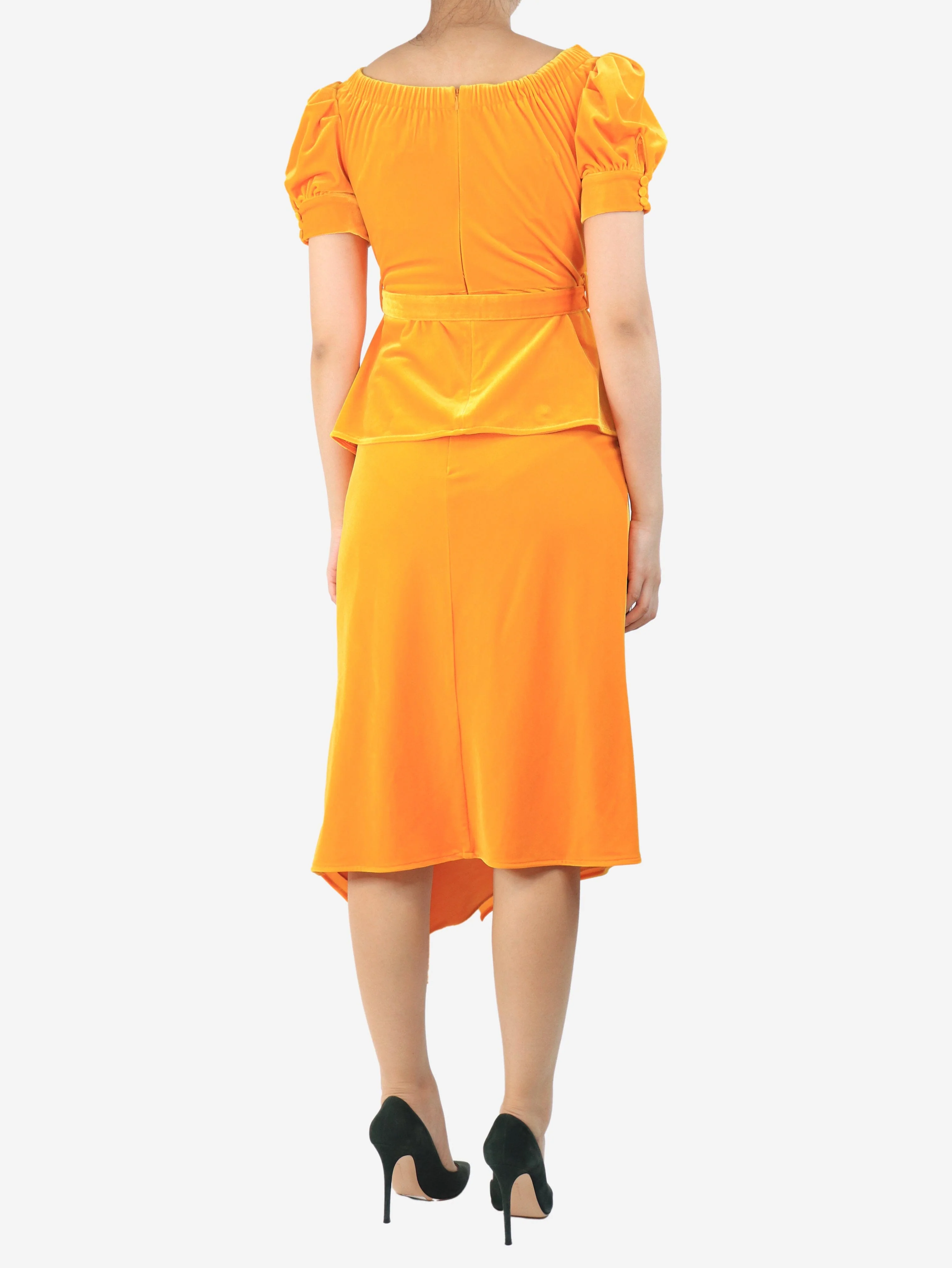 Orange velour top and skirt set - size UK 10 - Image 2