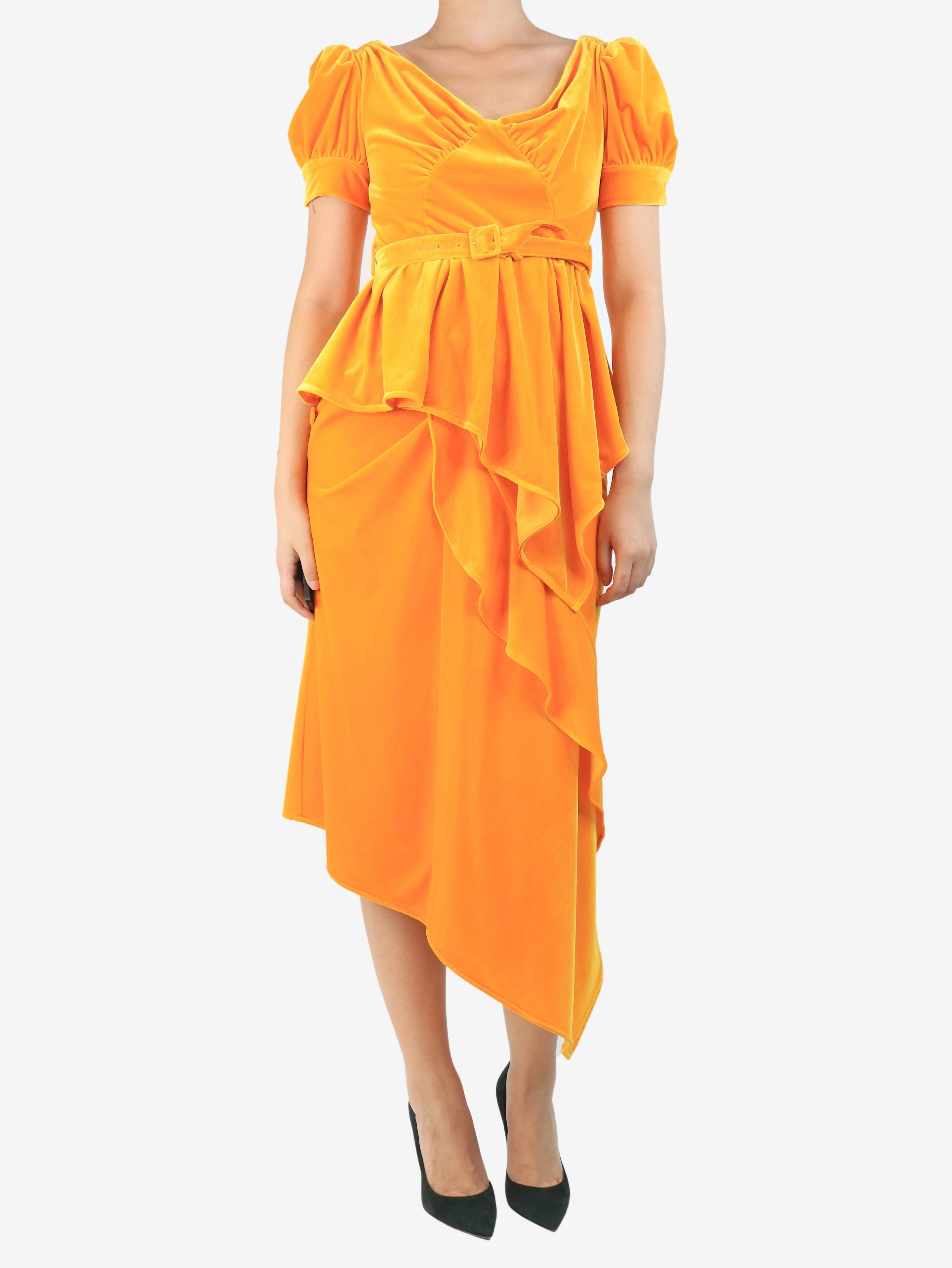 Orange velour top and skirt set - size UK 10 - Image 3