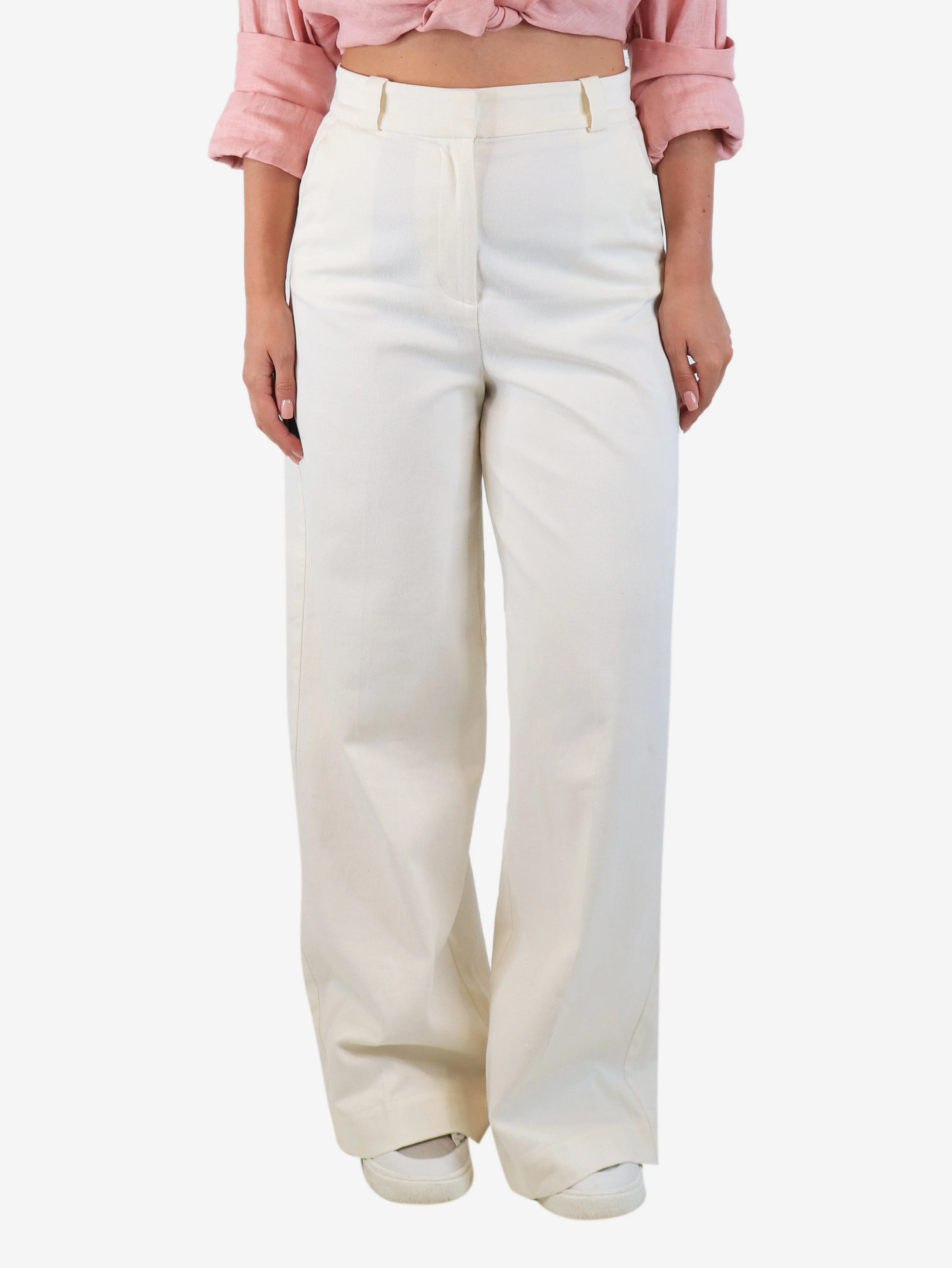 Ecru wide-leg trousers - size UK 10