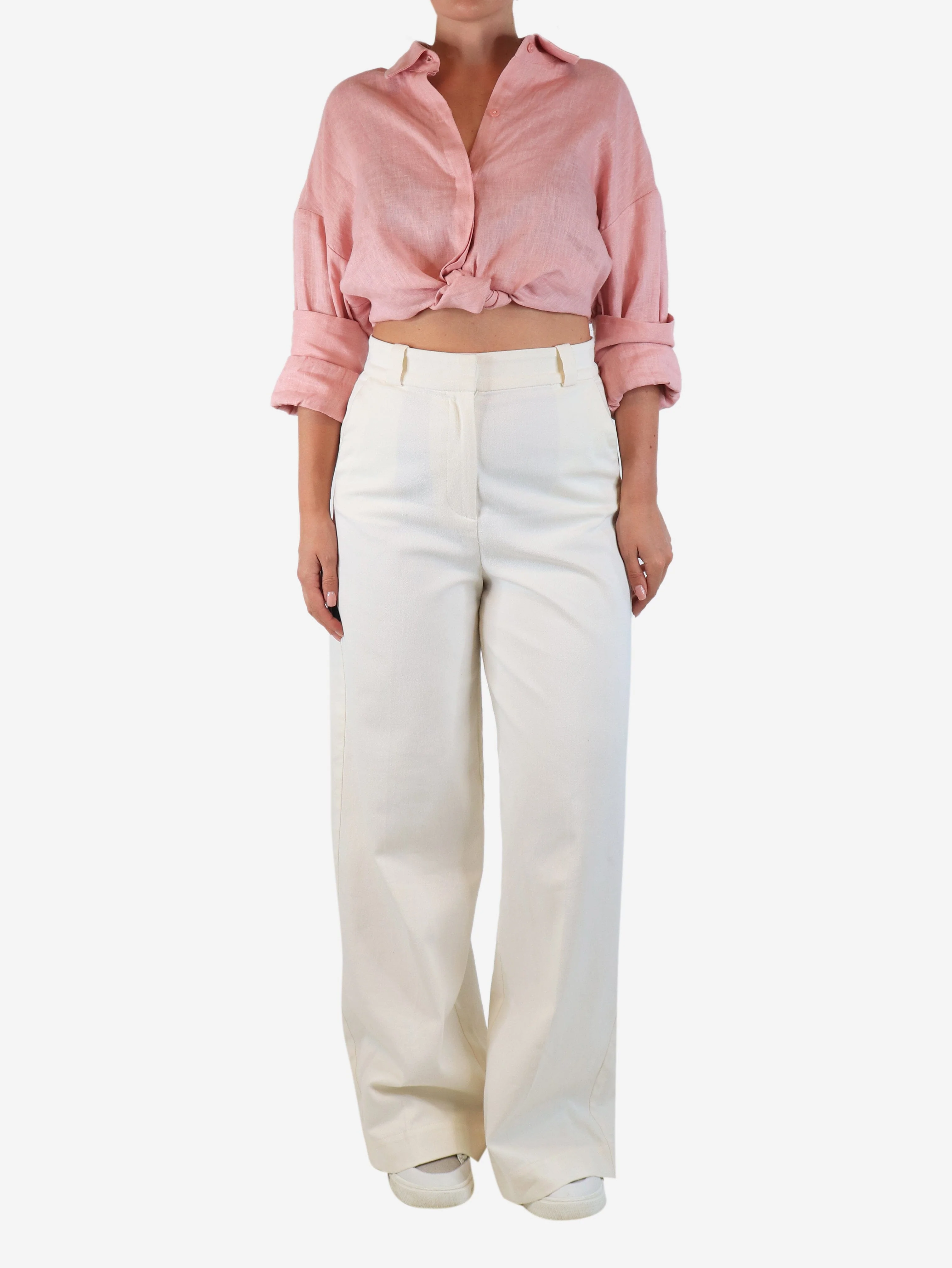 Ecru wide-leg trousers - size UK 10 - Image 2