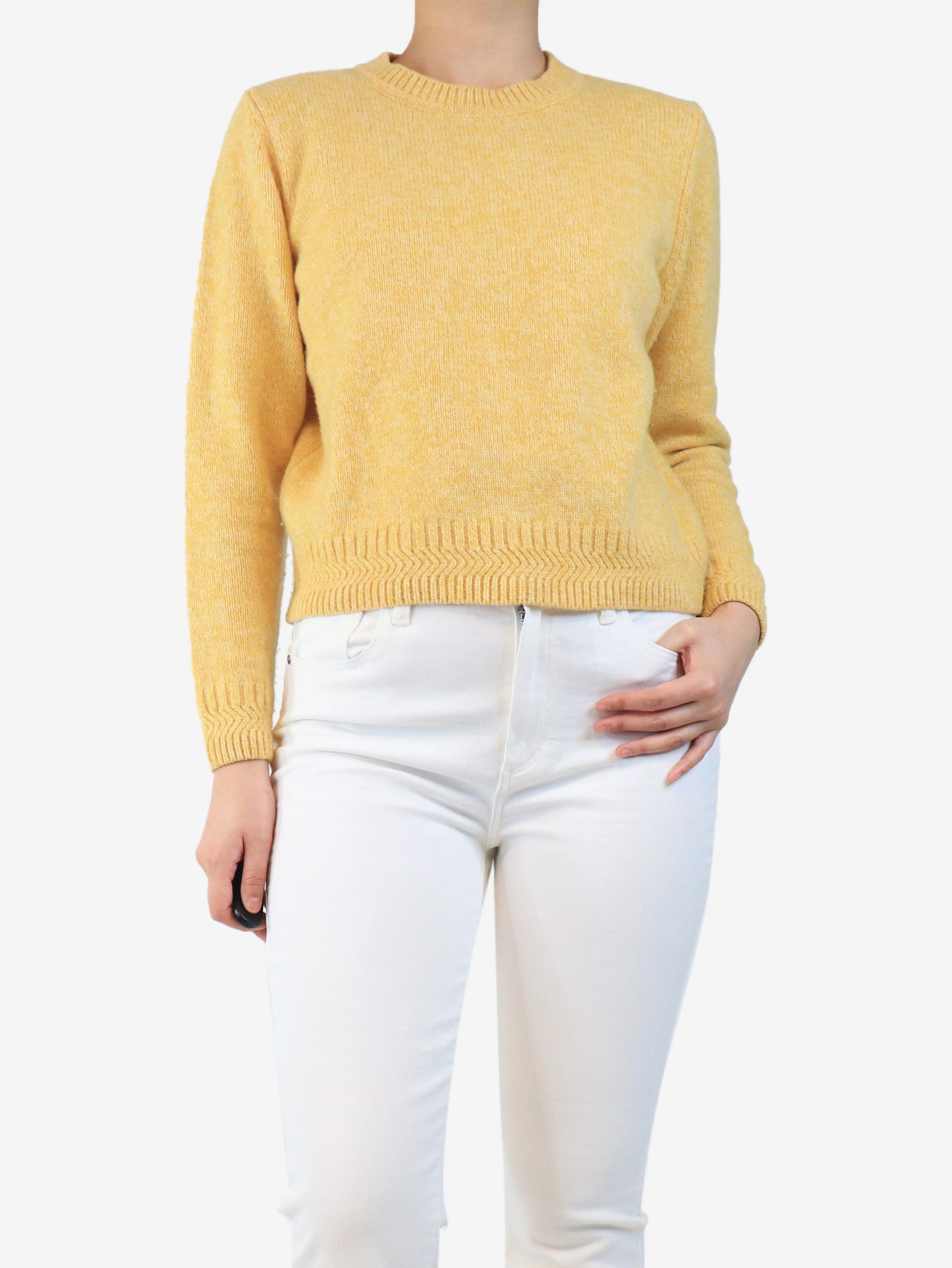 Yellow wool crewneck jumper - size S - Image 3