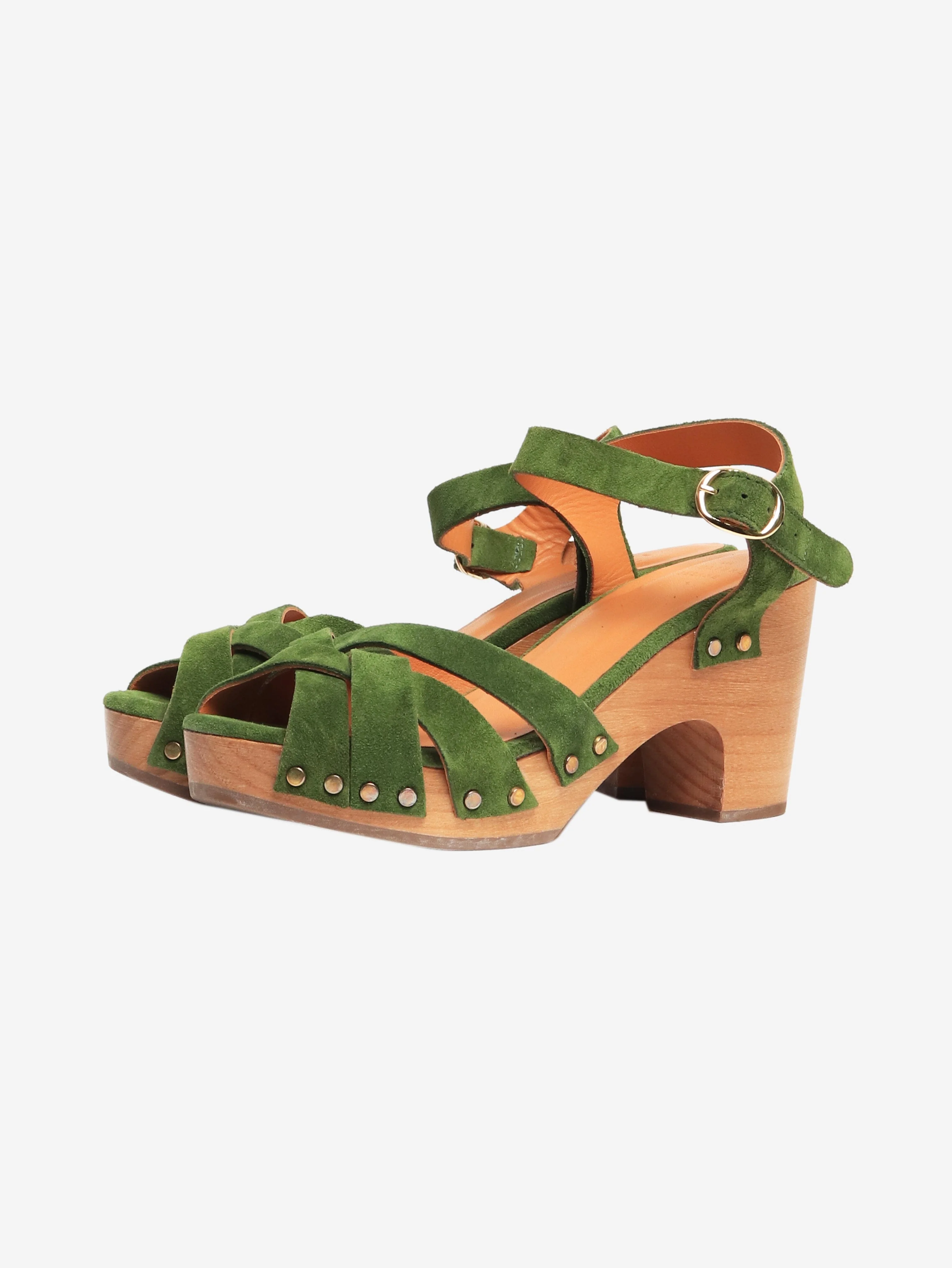 Green suede clog sandals - size EU 36 - Image 2