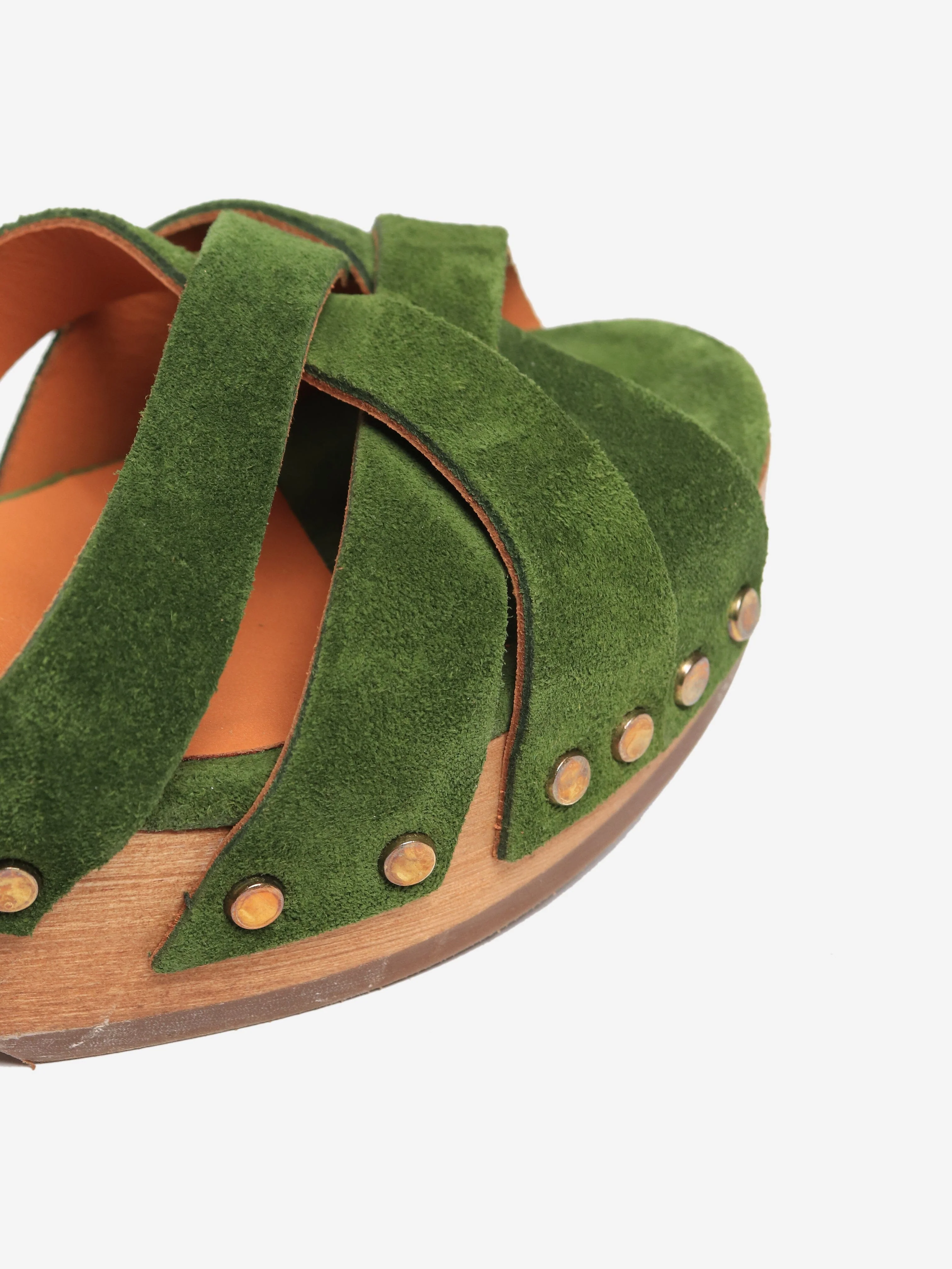 Green suede clog sandals - size EU 36 - Image 4