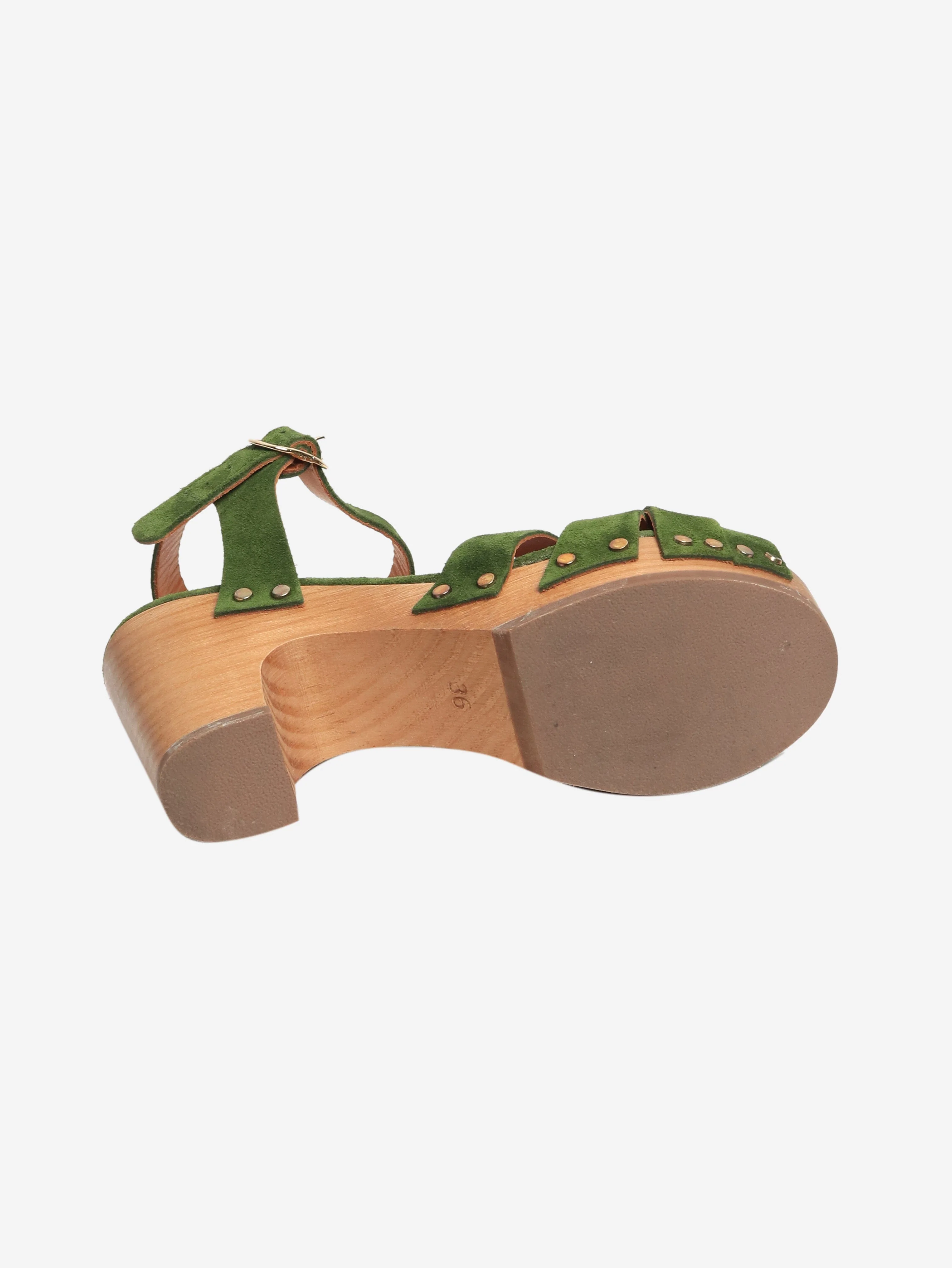 Green suede clog sandals - size EU 36 - Image 6