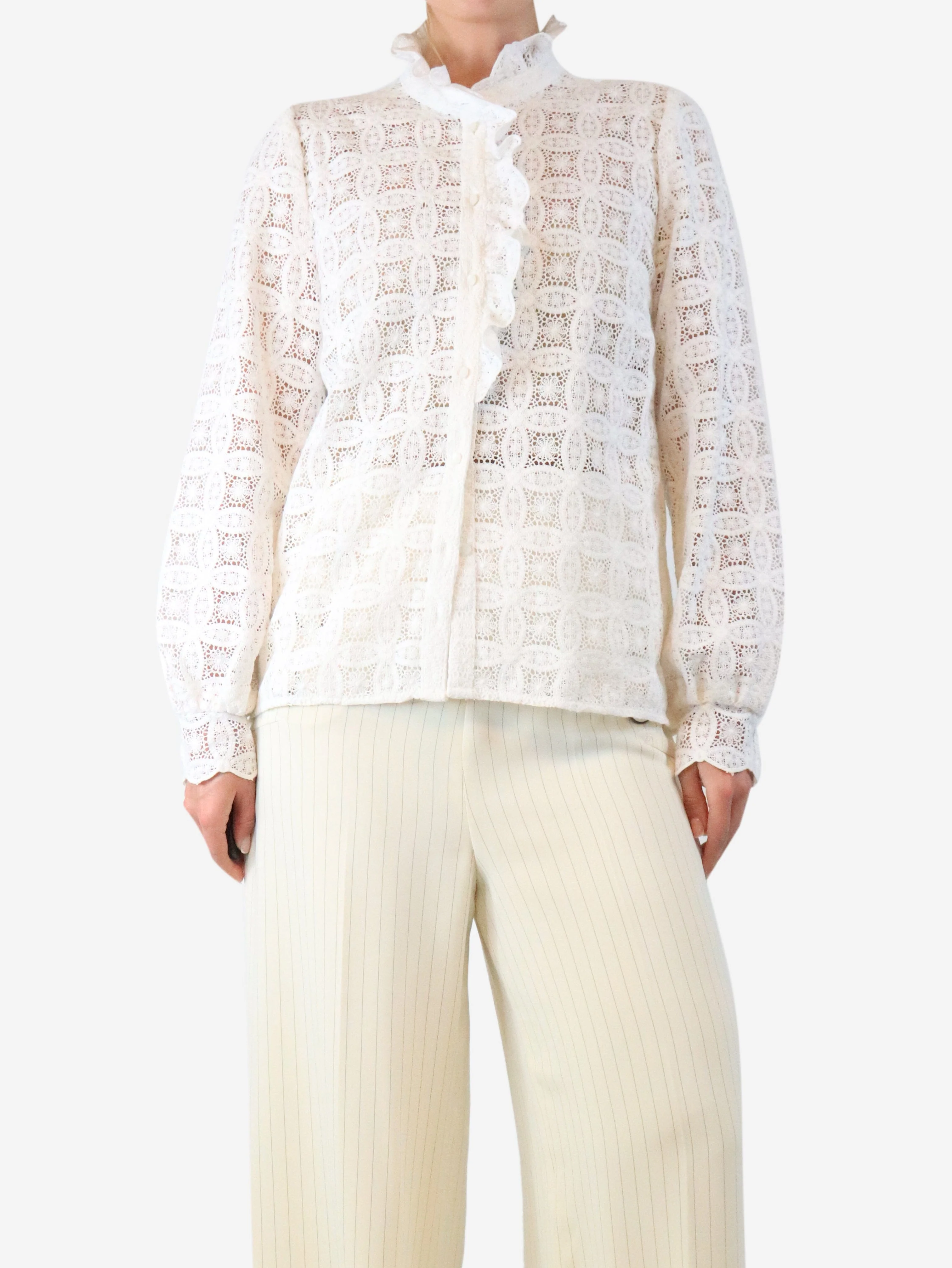 White lace blouse - size UK 12