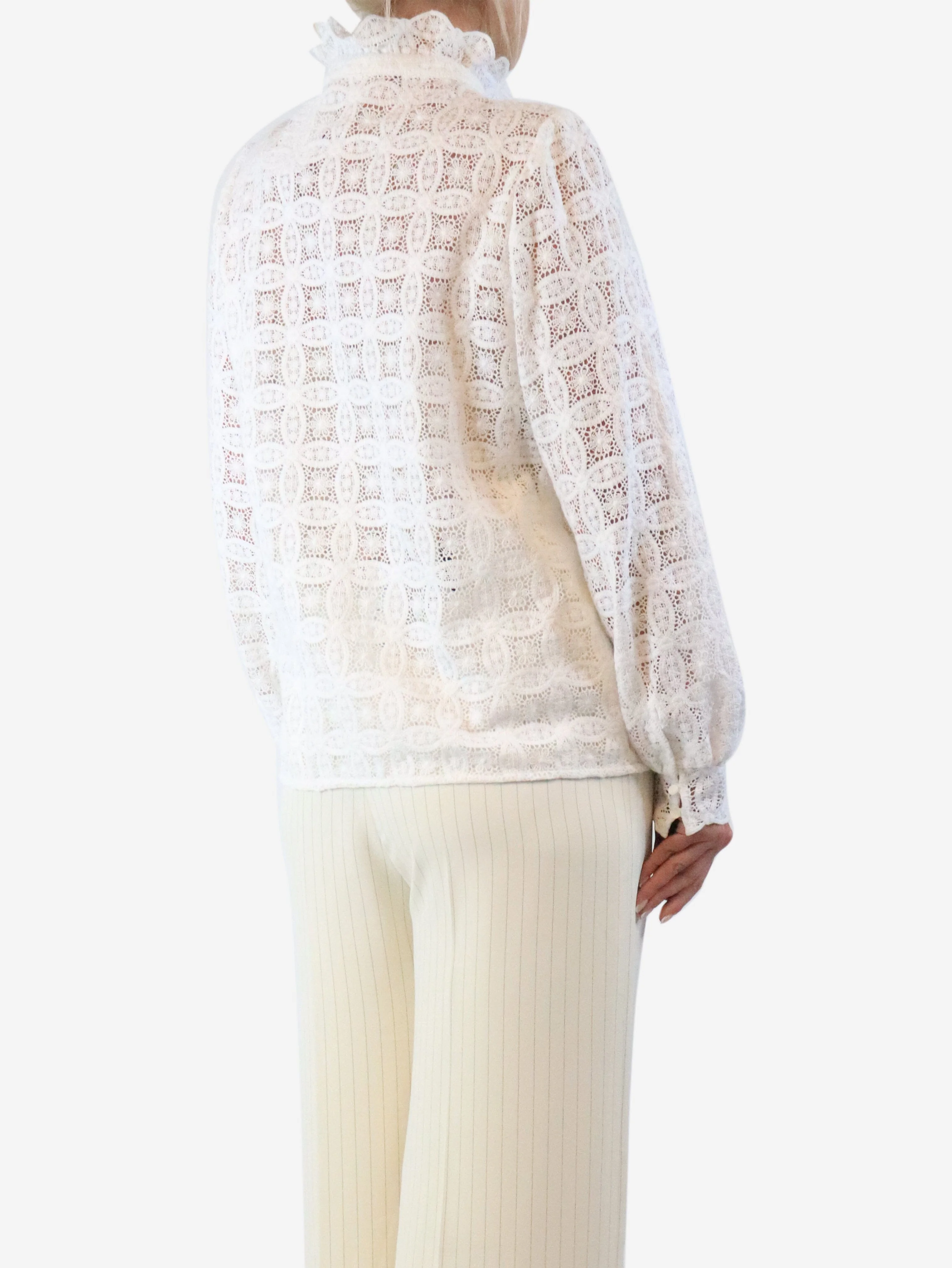 White lace blouse - size UK 12 - Image 2