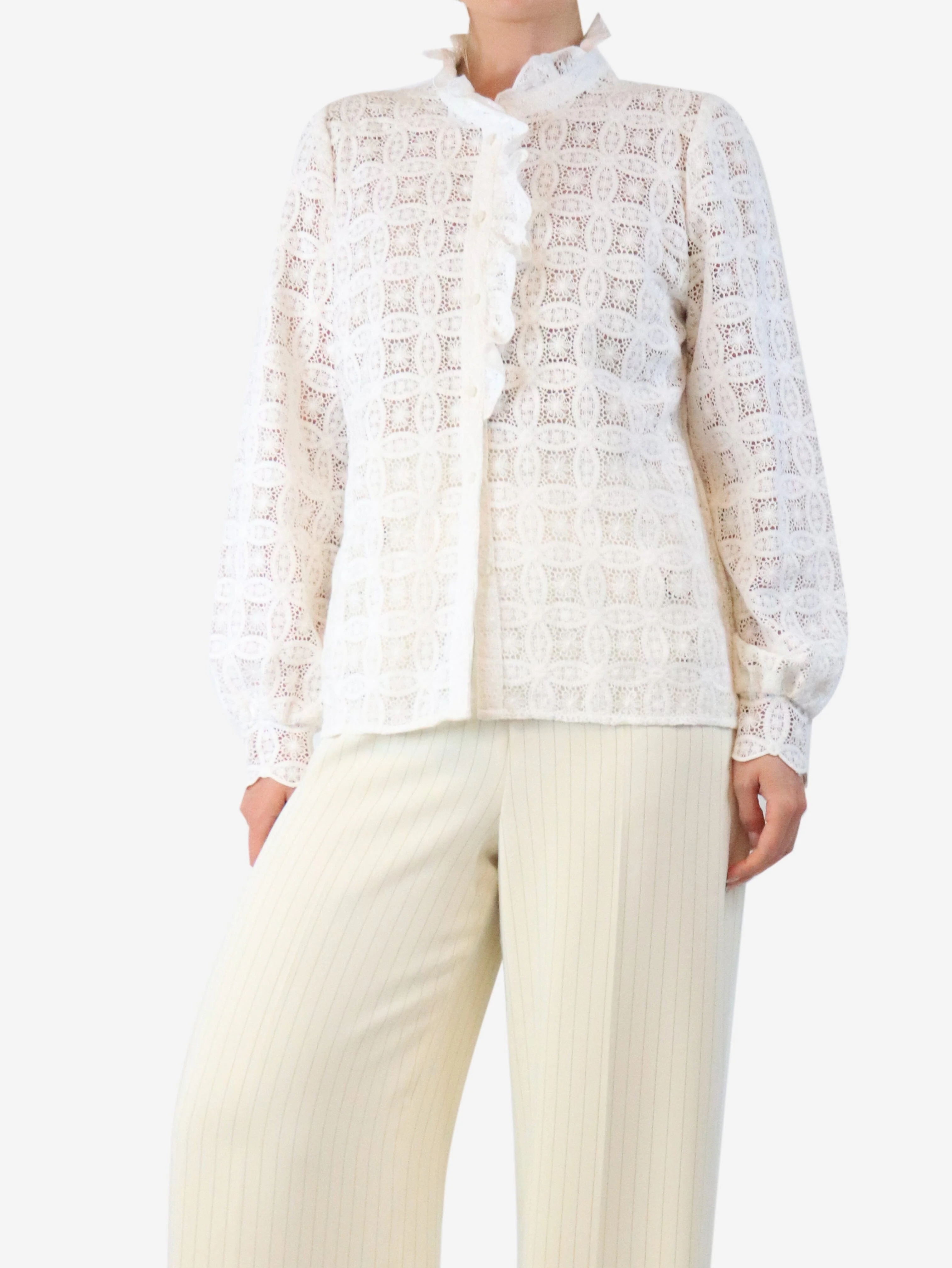 White lace blouse - size UK 12 - Image 3